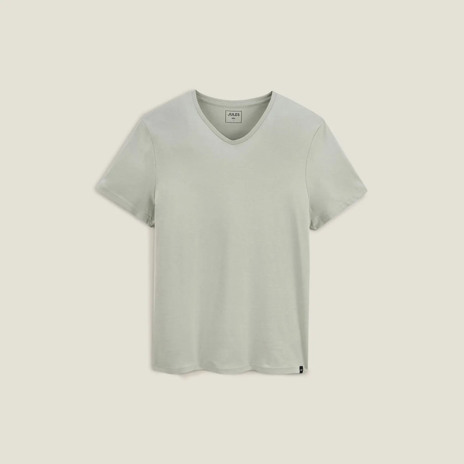 Basic T-shirt met V-hals in biokatoenn