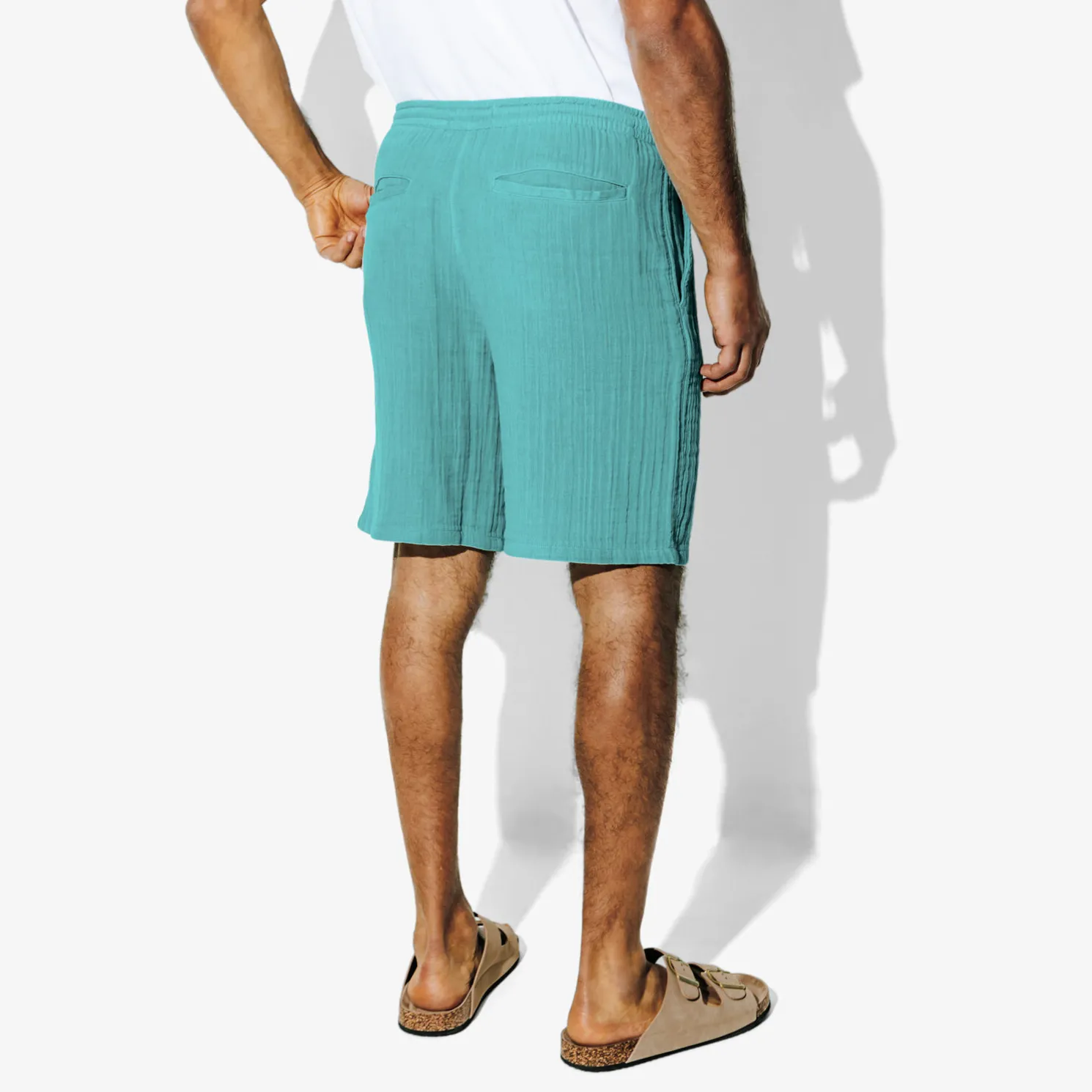 Bermuda met elastische taille in katoengaas