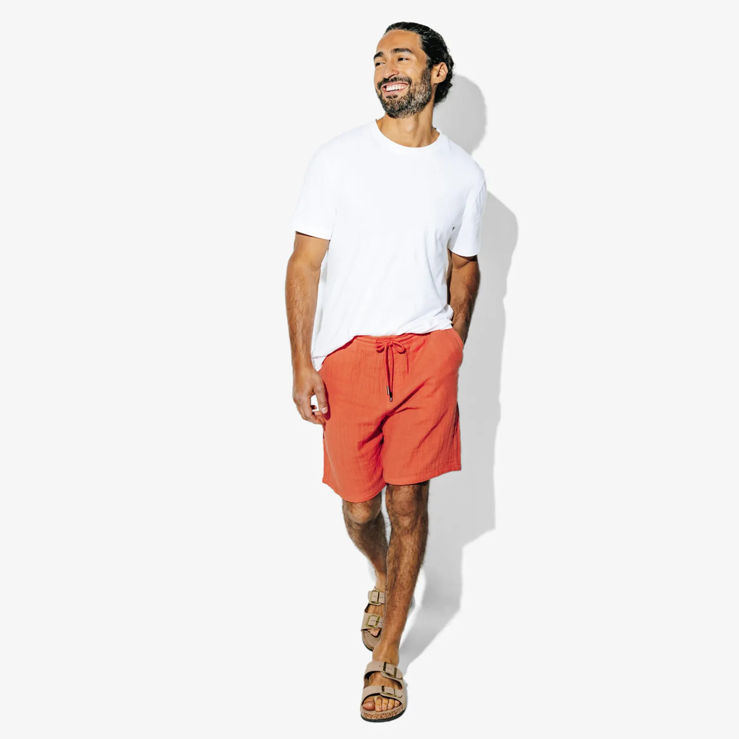 Bermuda met elastische taille in katoengaas