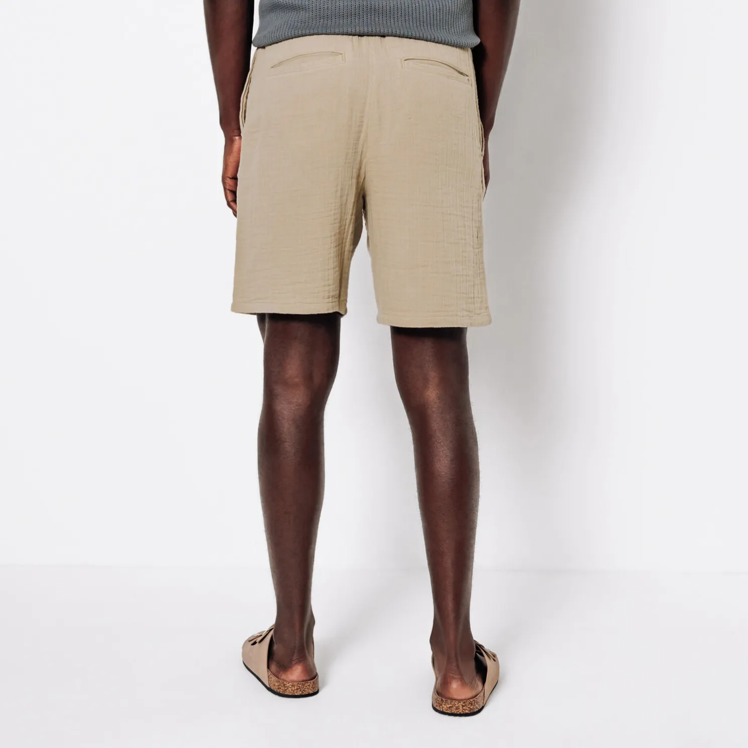 Bermuda met elastische taille in katoengaas