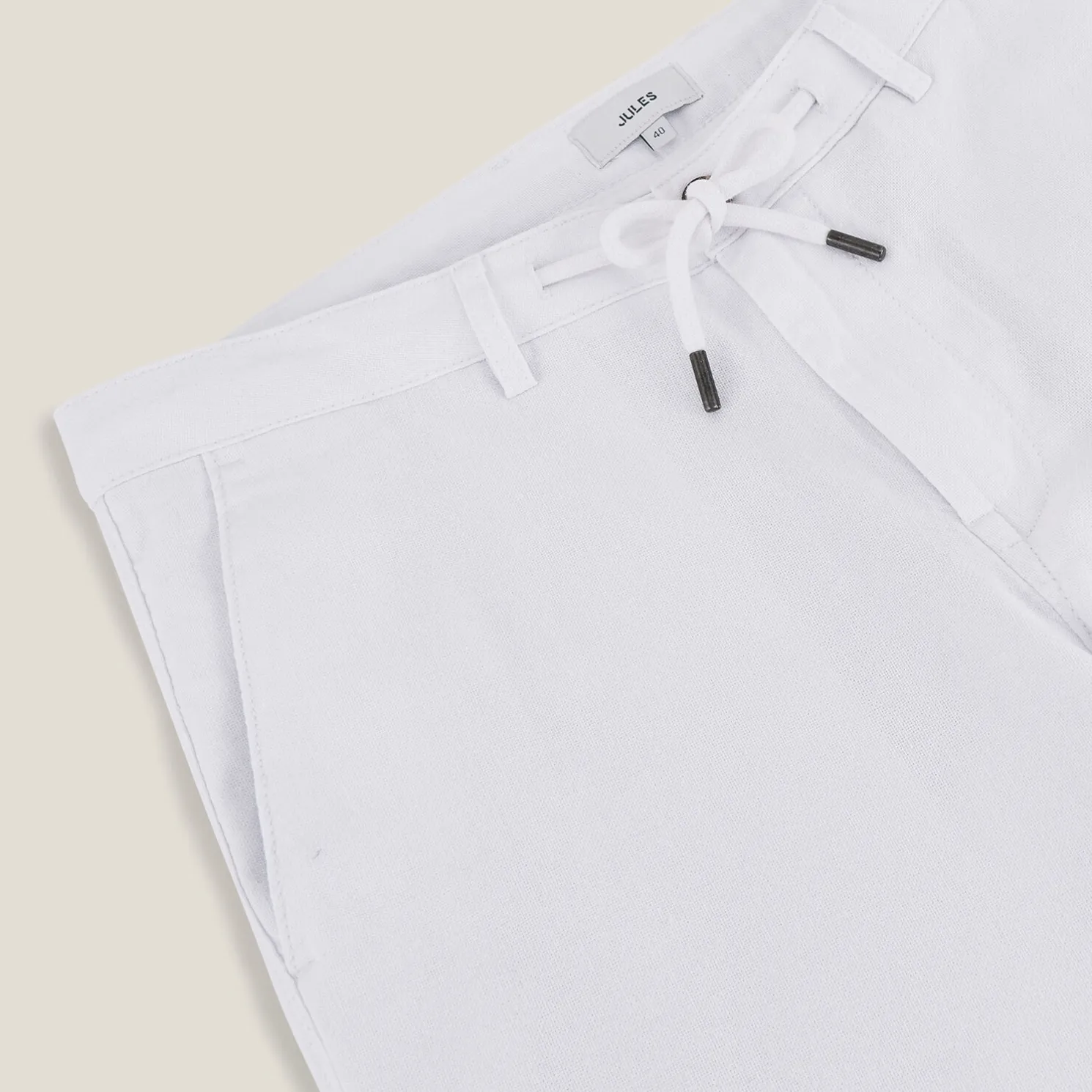 Broek in katoen en linnen met trekkoord