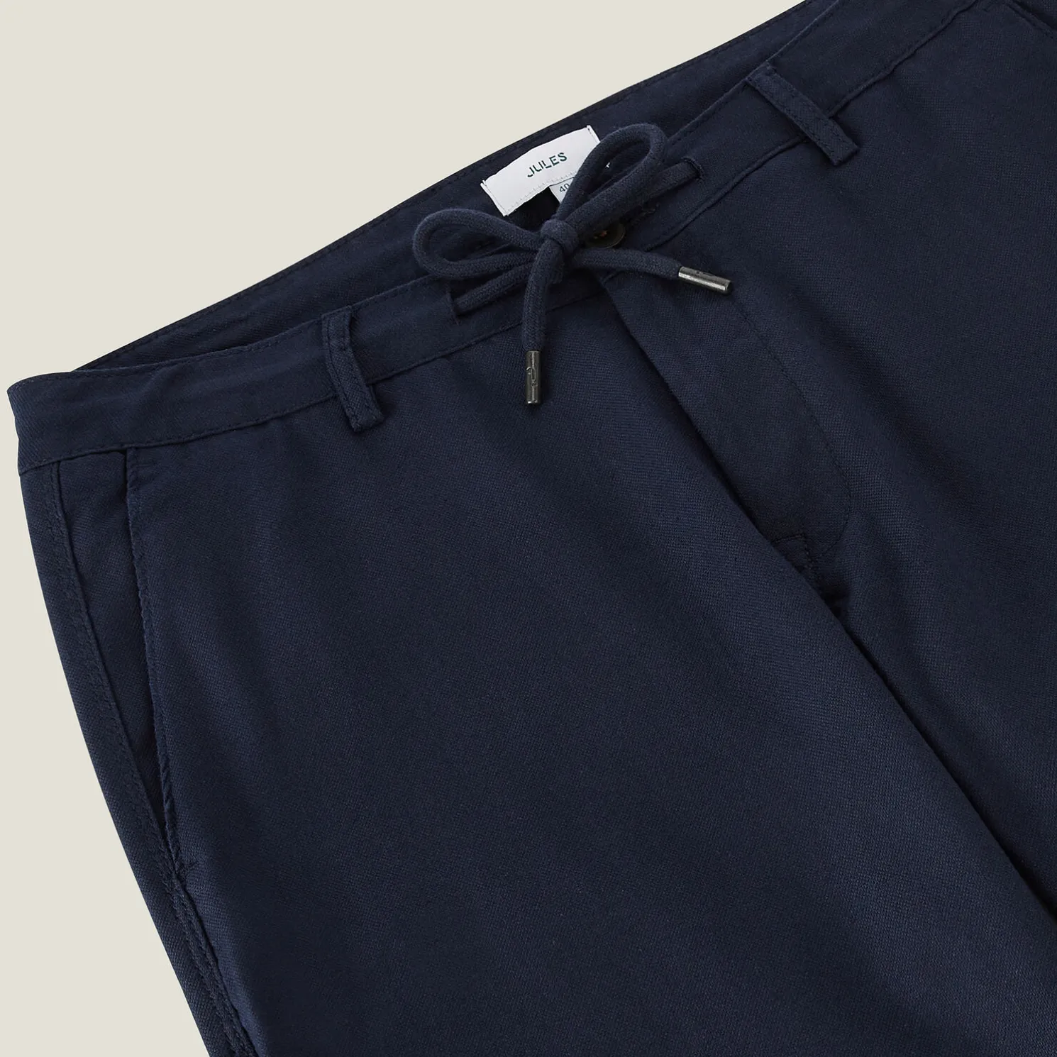 Broek in katoen en linnen met trekkoord