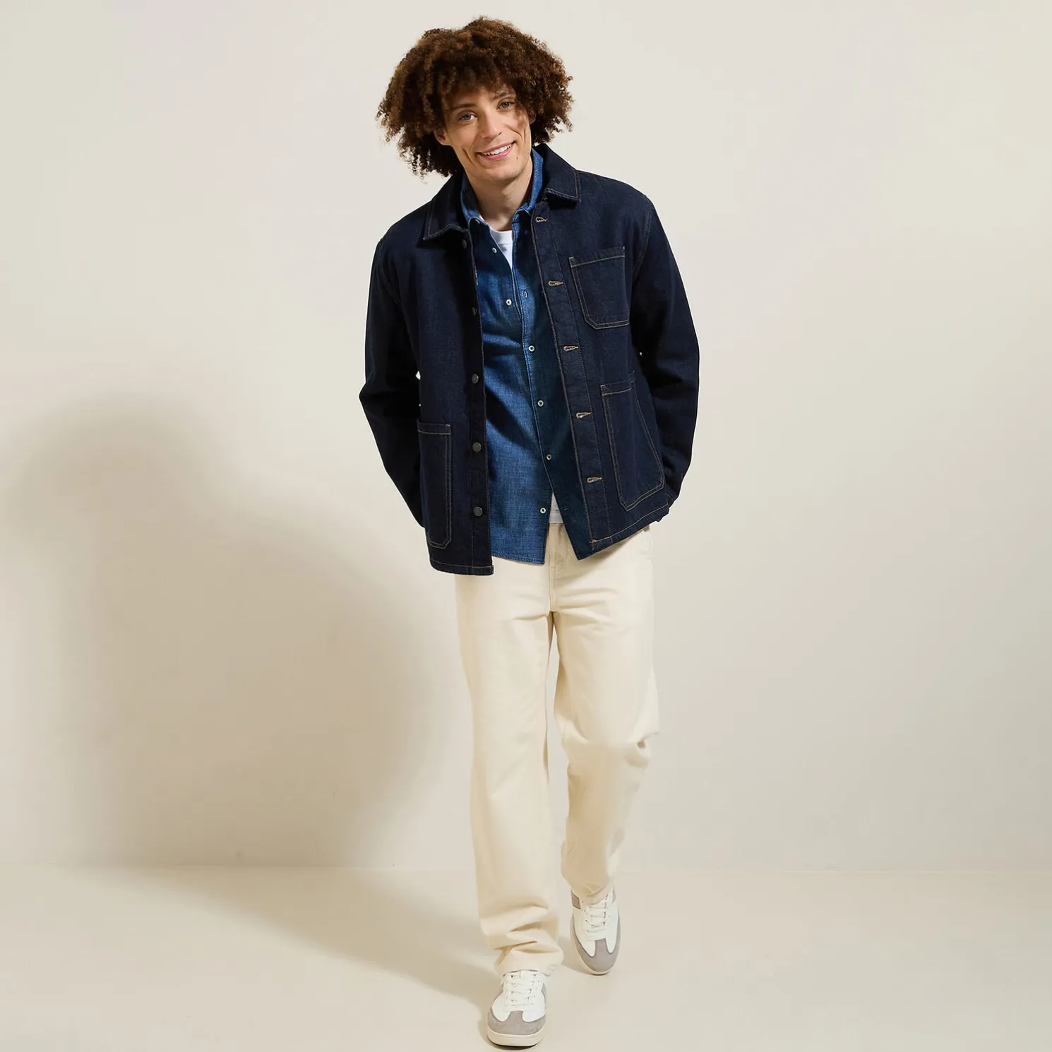 Denim jasje met teddyvoering