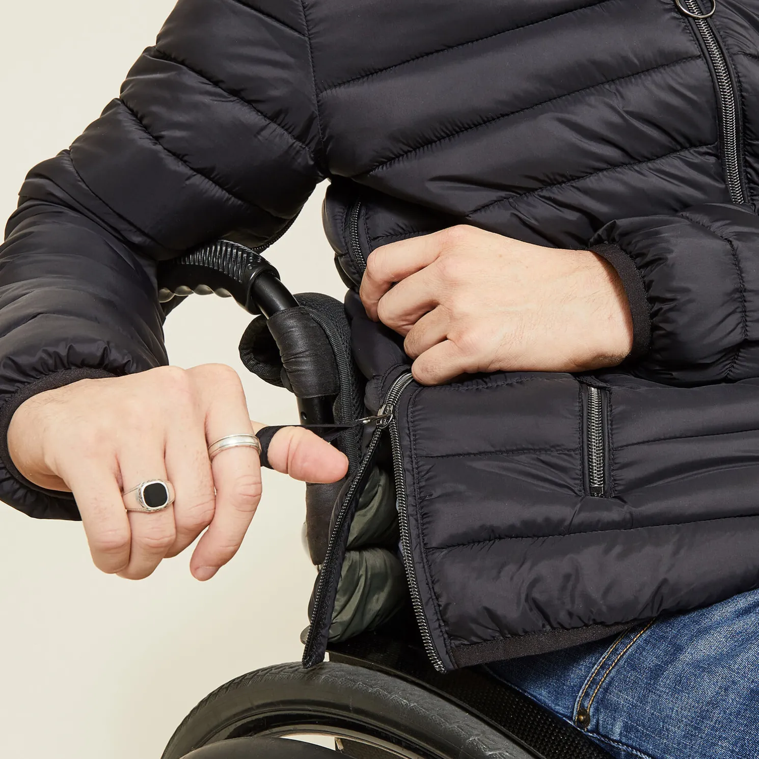 Donsjack voor personen met beperkte mobiliteit