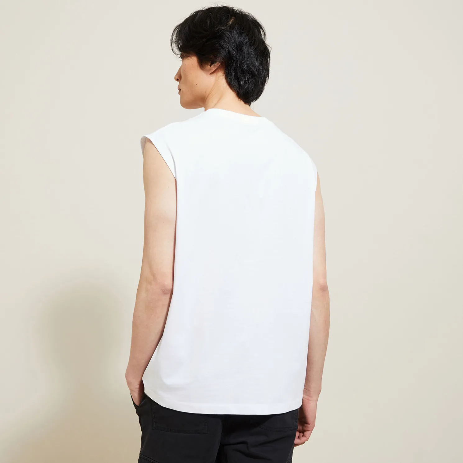 Effen mouwloos hemdje met ronde hals in katoen