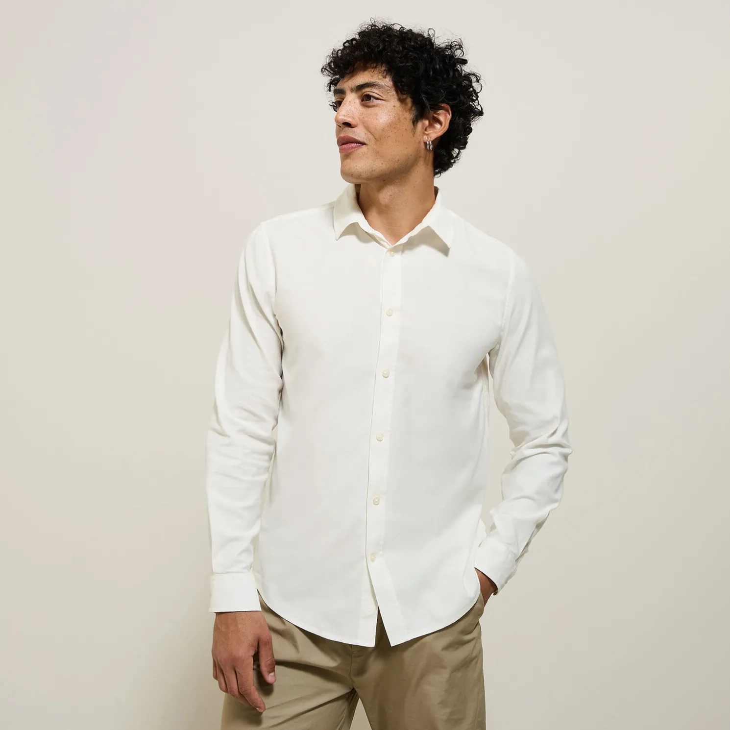 Effen overhemd in piquékatoen