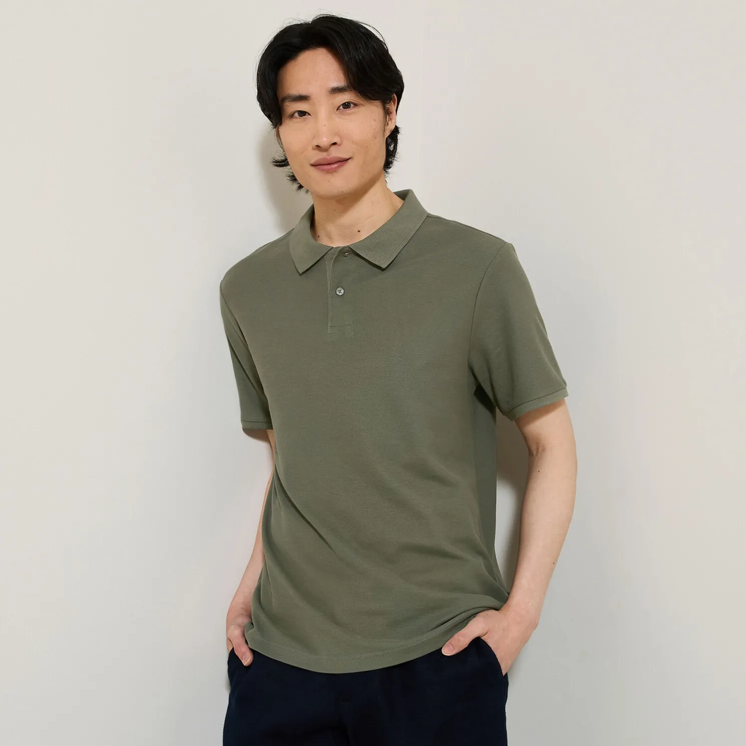 Effen polo in piquékatoen met korte mouwen