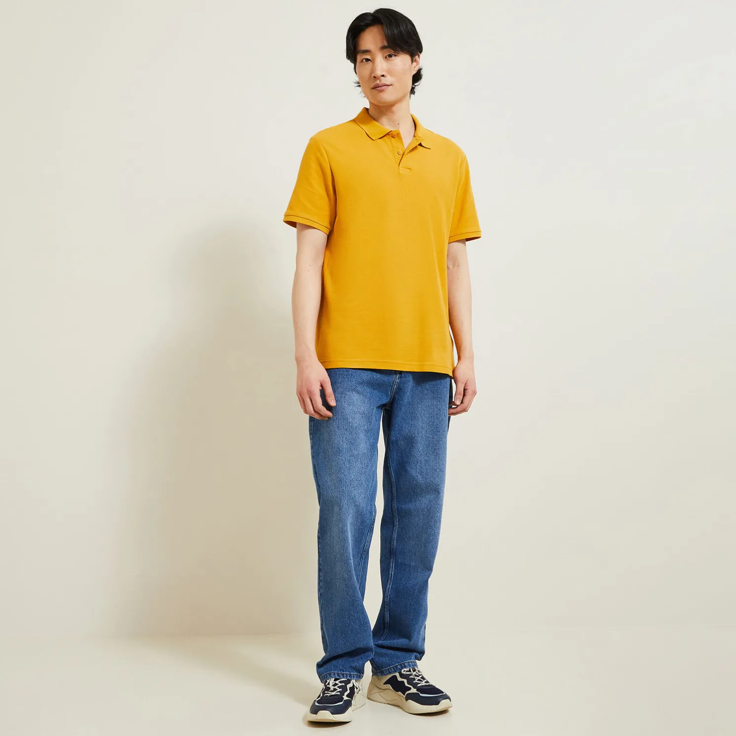 Effen polo in piquékatoen met korte mouwen