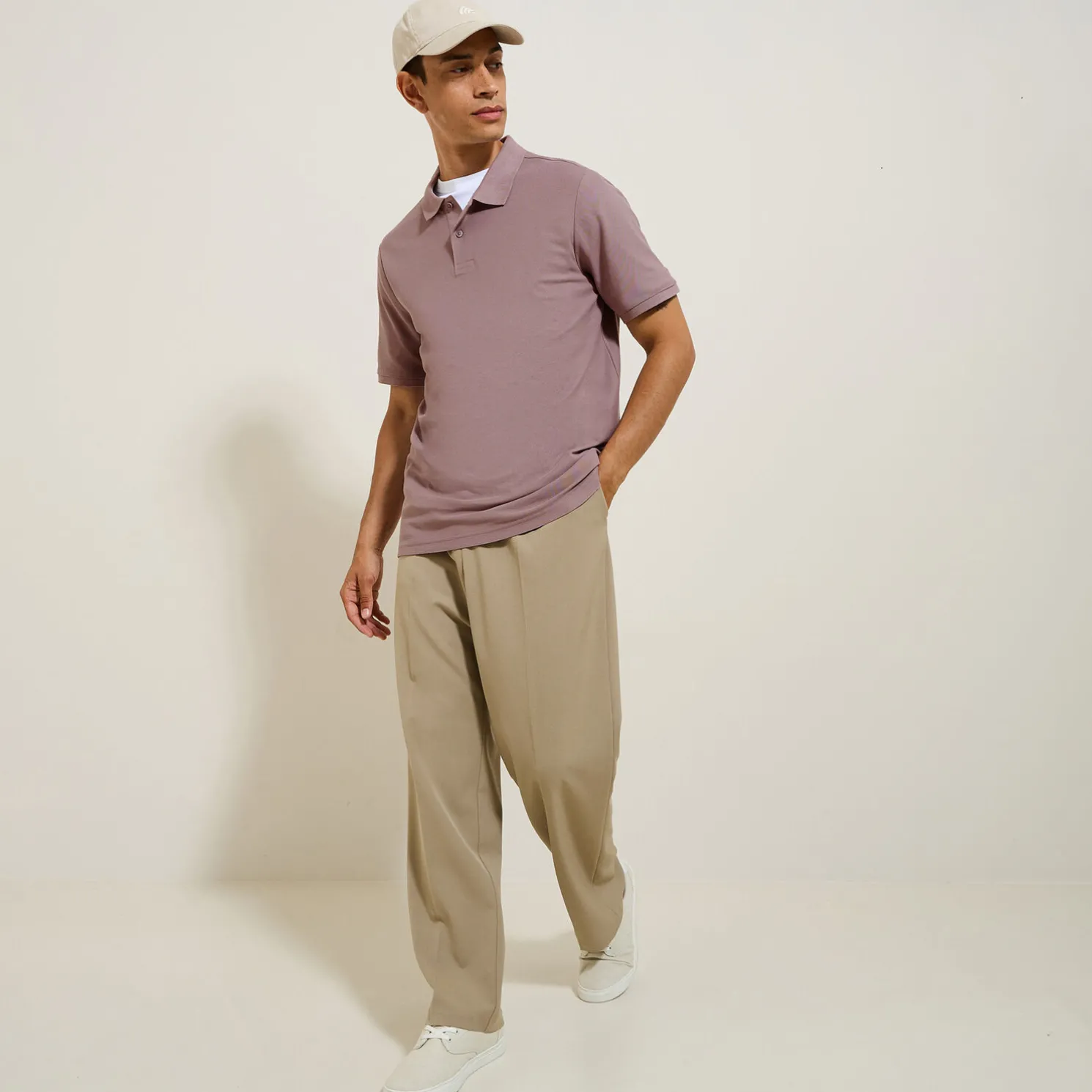 Effen polo in piquékatoen met korte mouwen