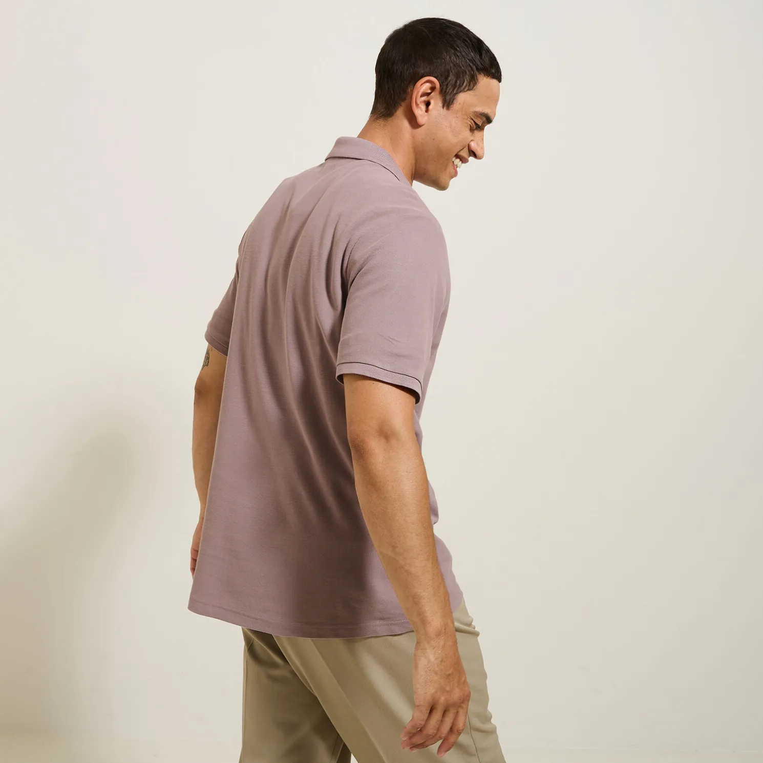 Effen polo in piquékatoen met korte mouwen