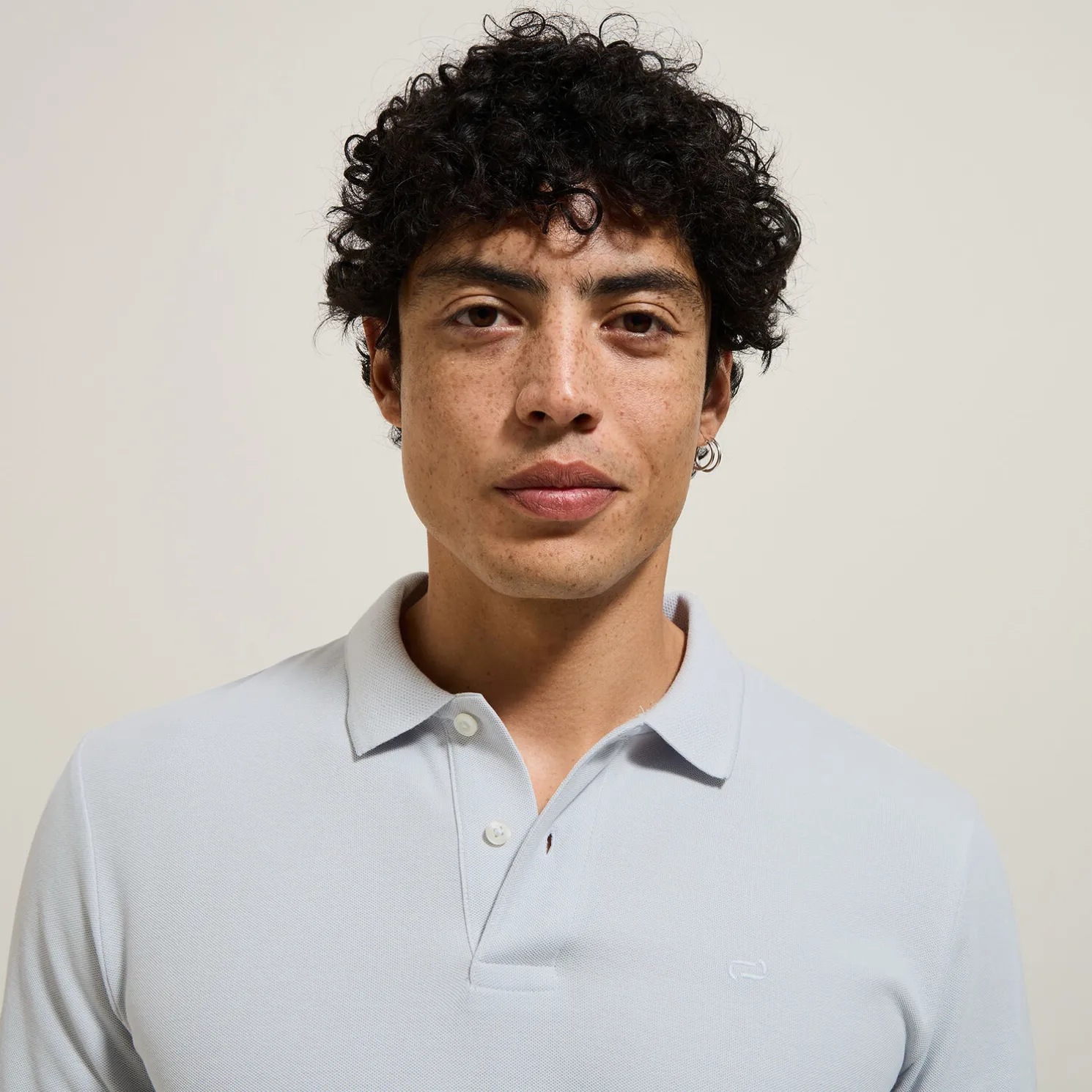 Effen polo in piquékatoen, met lange mouwen