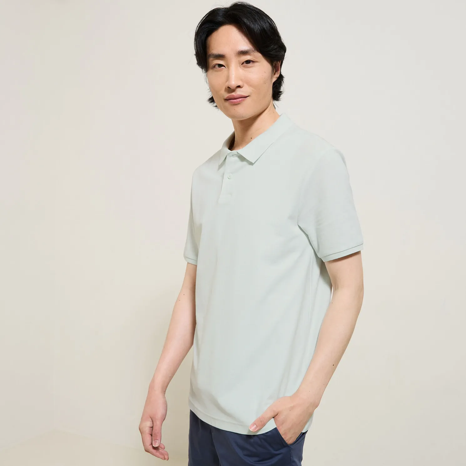 Effen polo in piquékatoen met korte mouwen