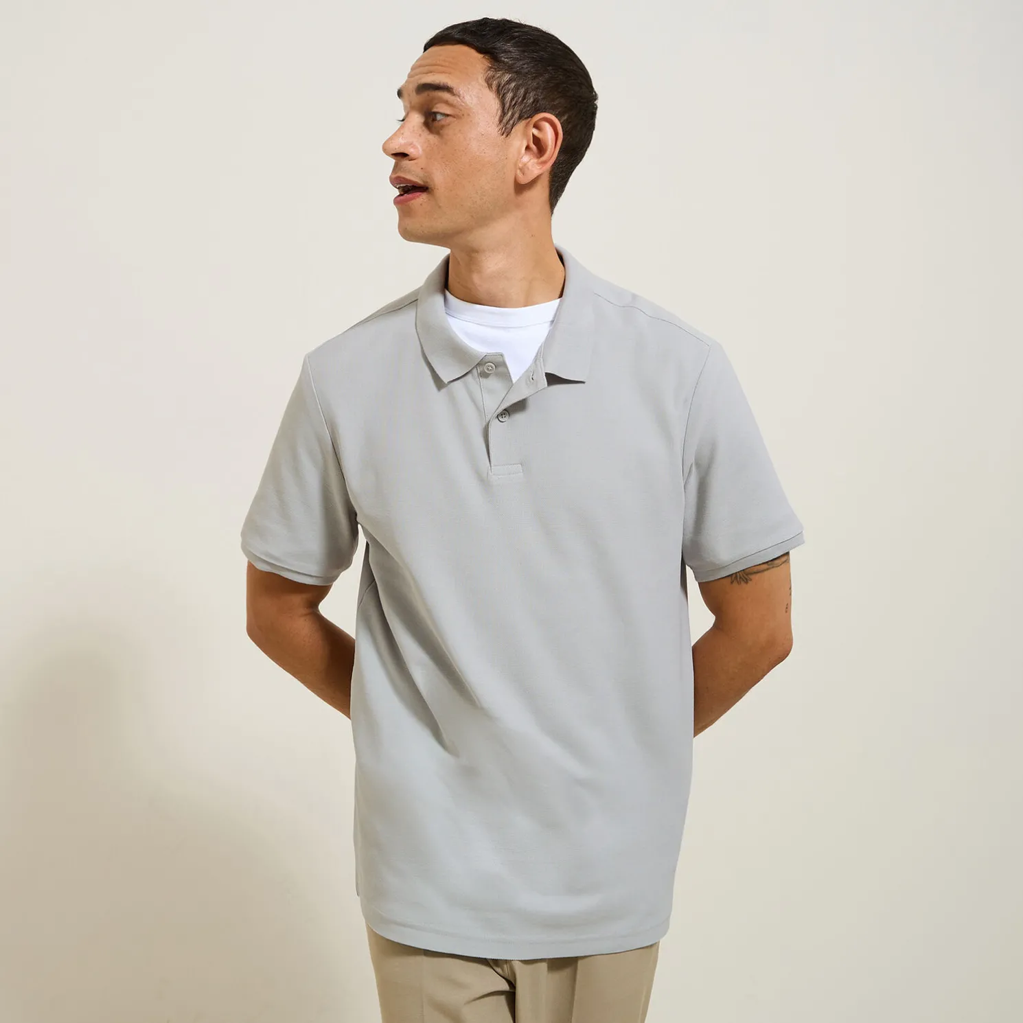 Effen polo in piquékatoen met korte mouwen