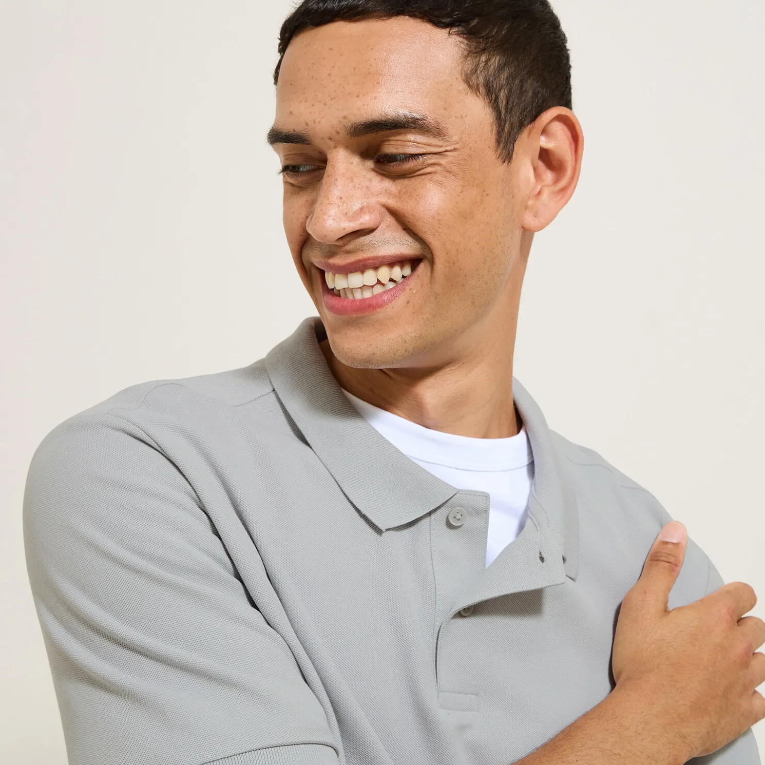 Effen polo in piquékatoen met korte mouwen