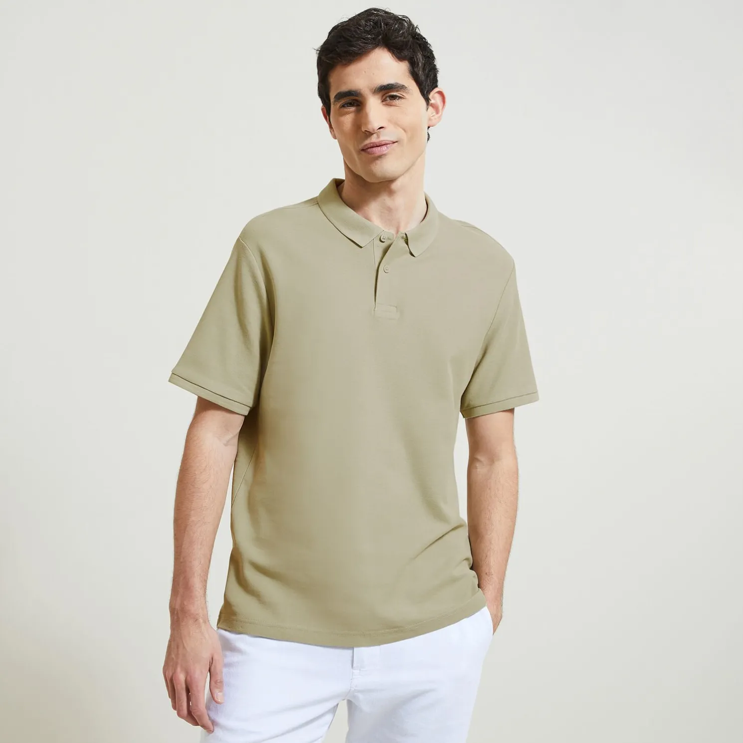 Effen polo in piquékatoen met korte mouwen