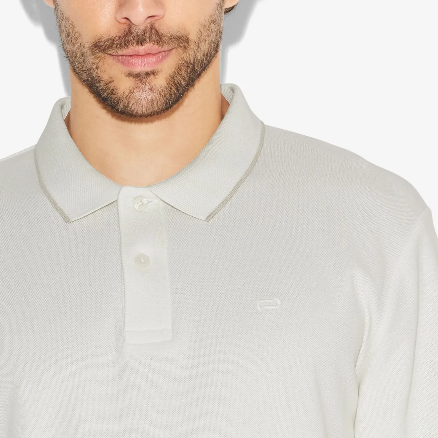 Effen polo in piquékatoen, met lange mouwen