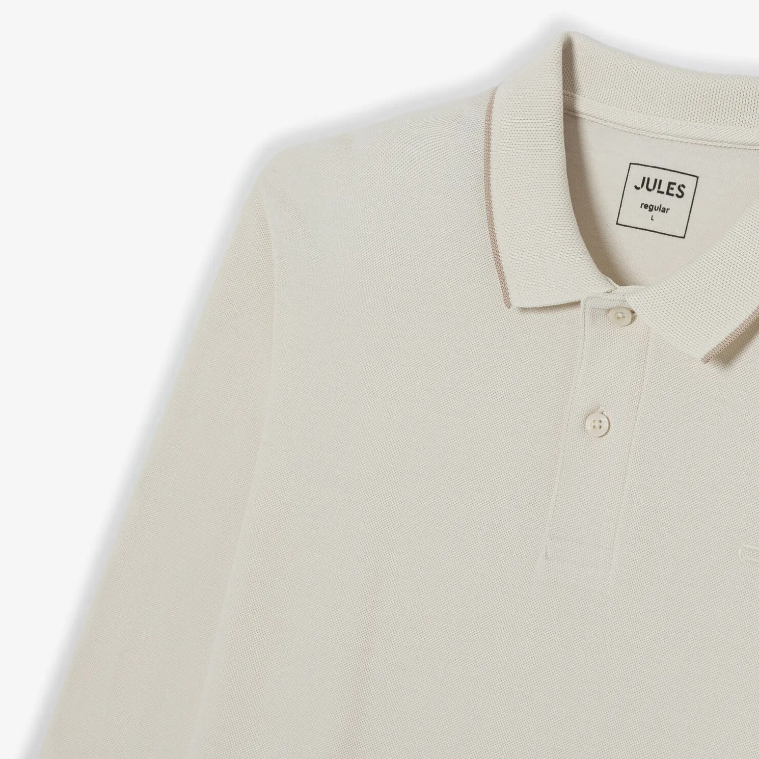 Effen polo in piquékatoen, met lange mouwen