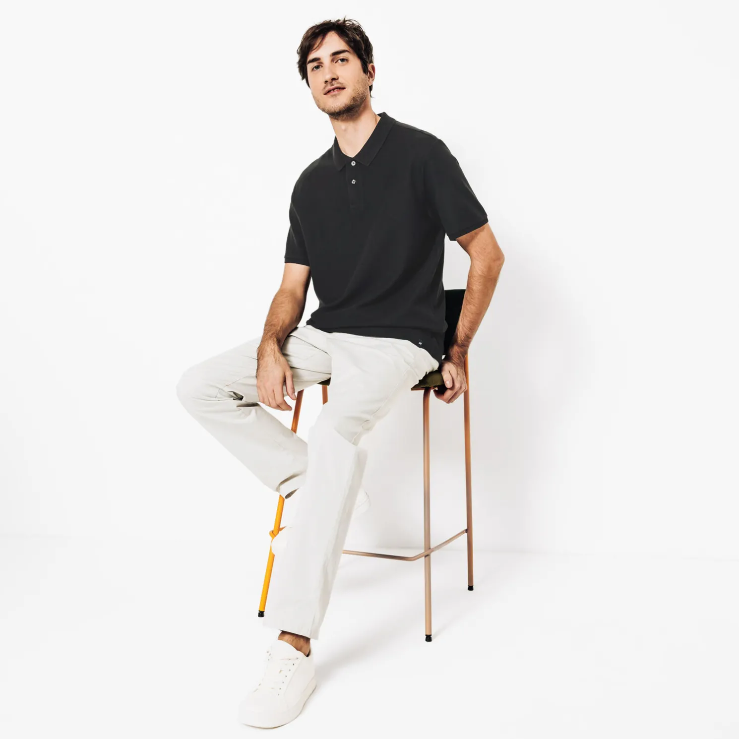 Effen polo in piquékatoen met korte mouwen