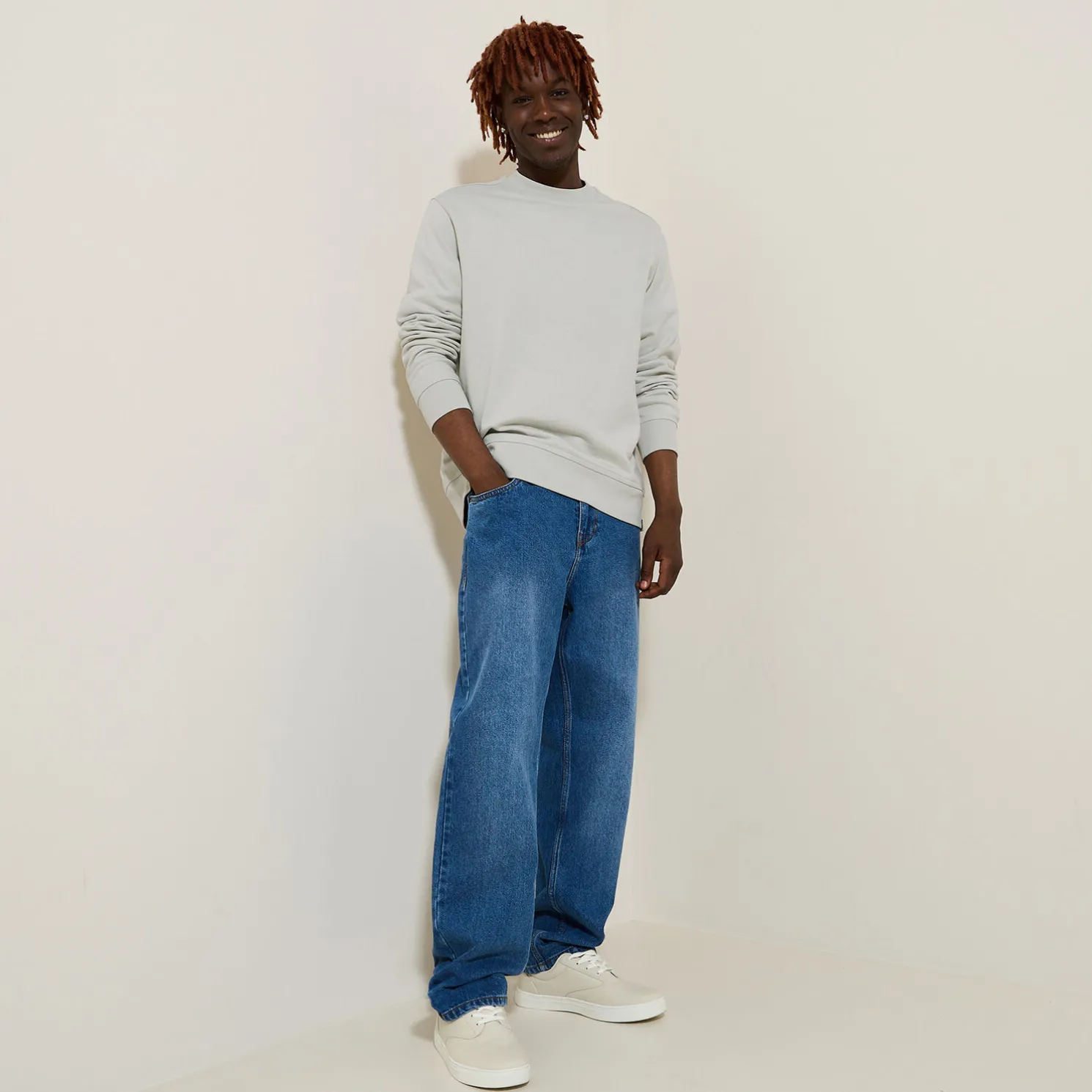 Effen sweater met ronde hals