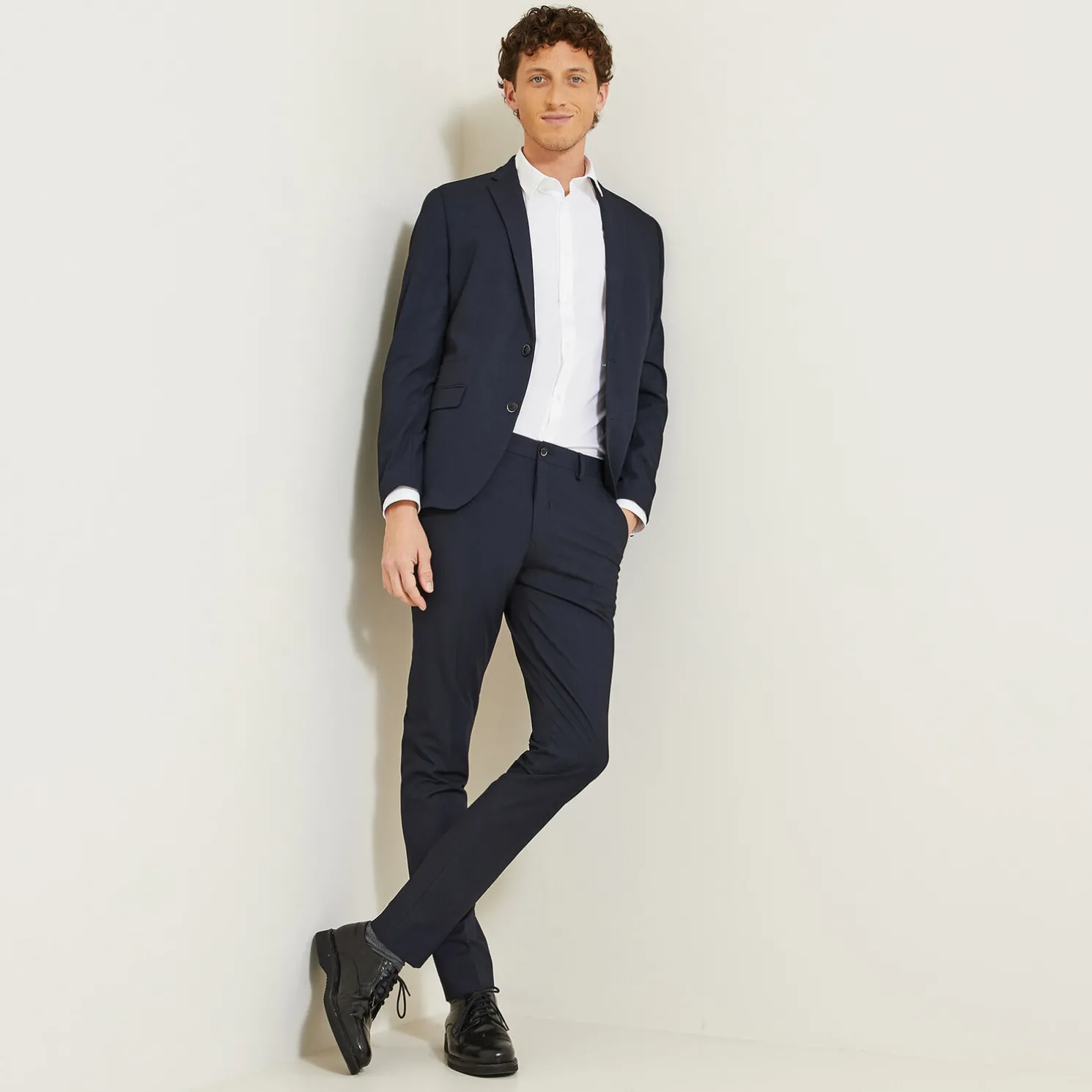 Extraslim effen hemd in gerecyclede polyamide