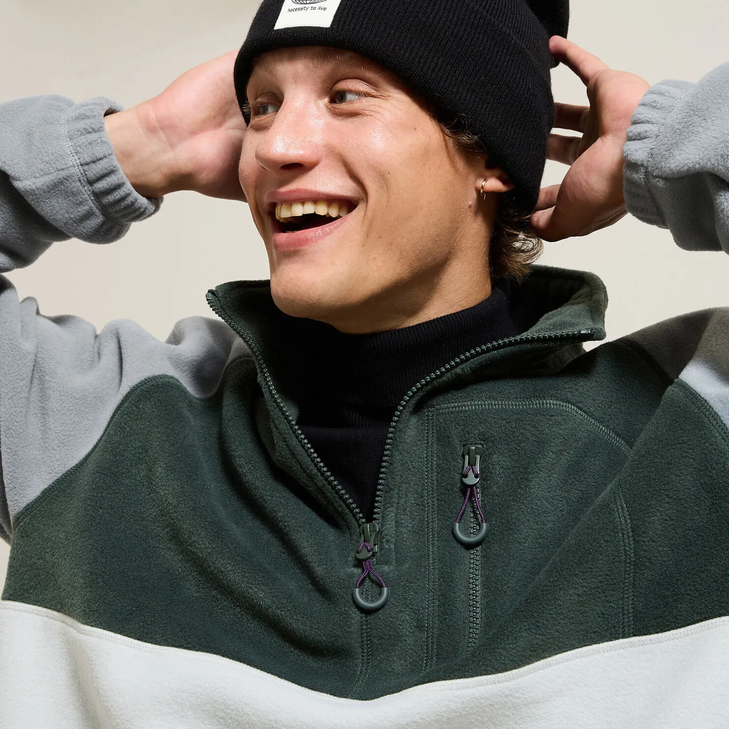 Fleecesweater met opstaande ritskraag