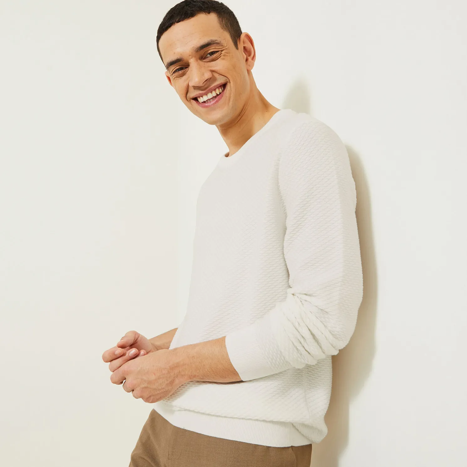 Gemêleerde fantasie trui met ronde hals