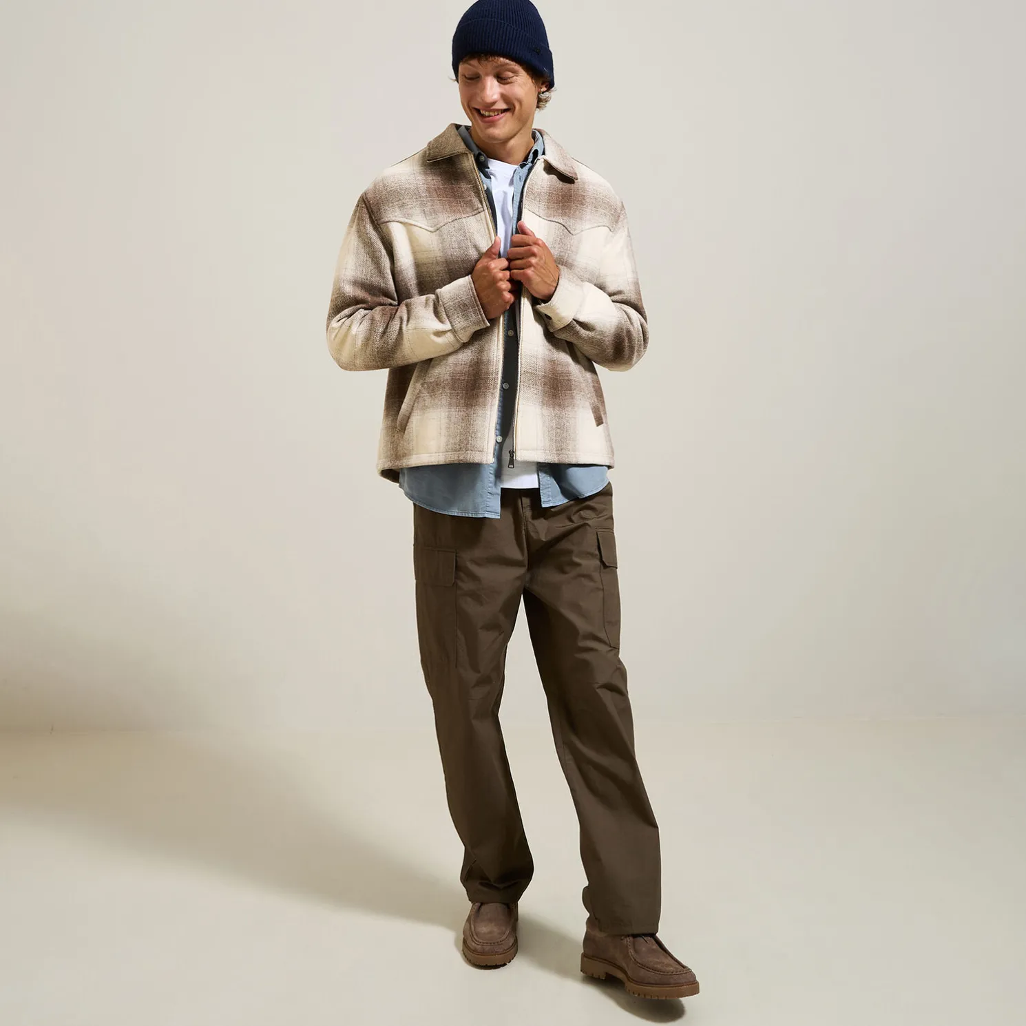 Geruite overhemd met sherpavoering