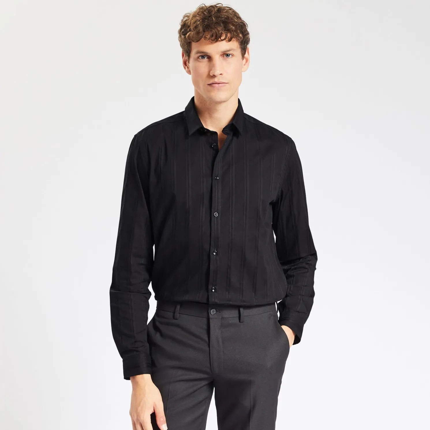 Gestreept hemd in satijnkatoen