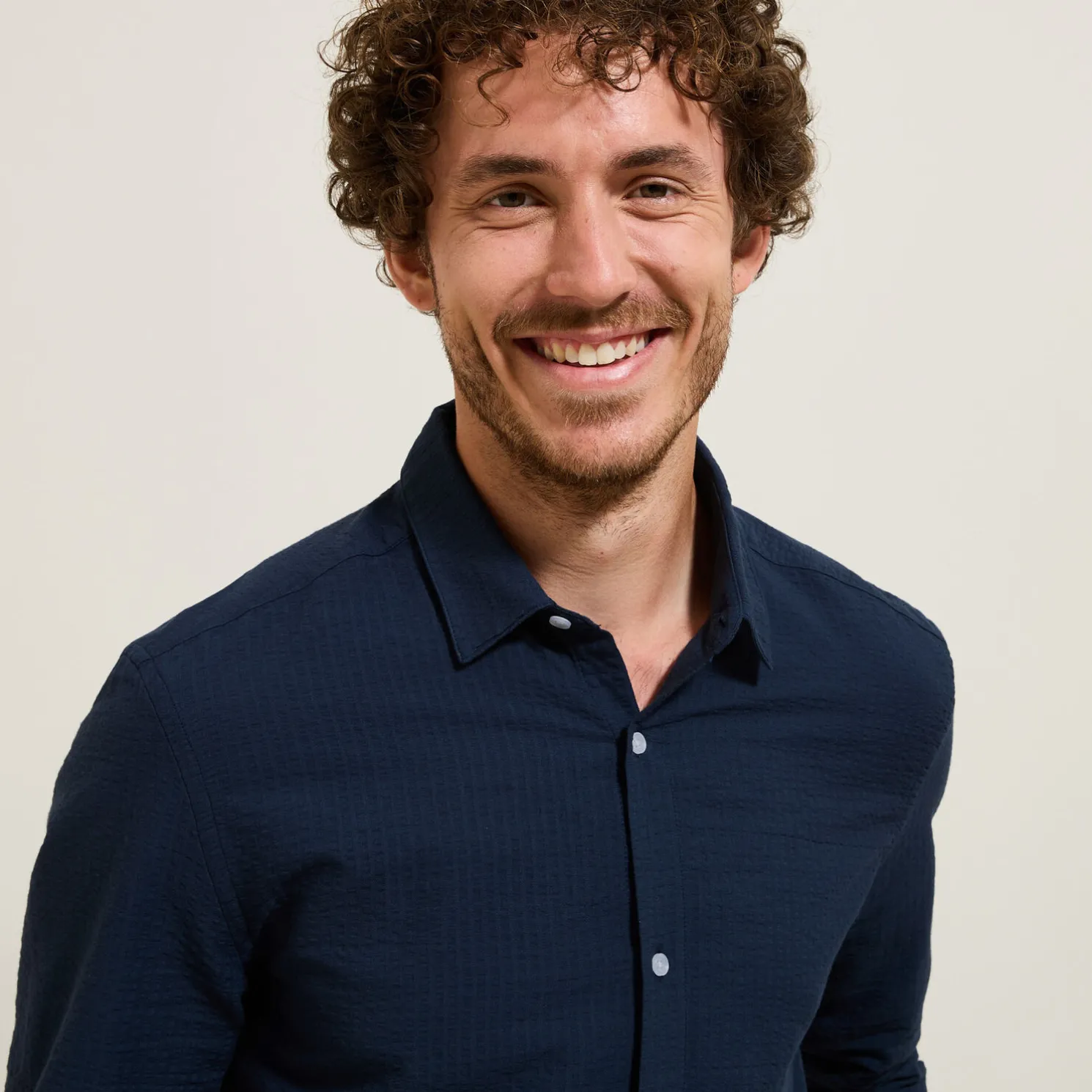 Gestreept overhemd in seersucker katoen