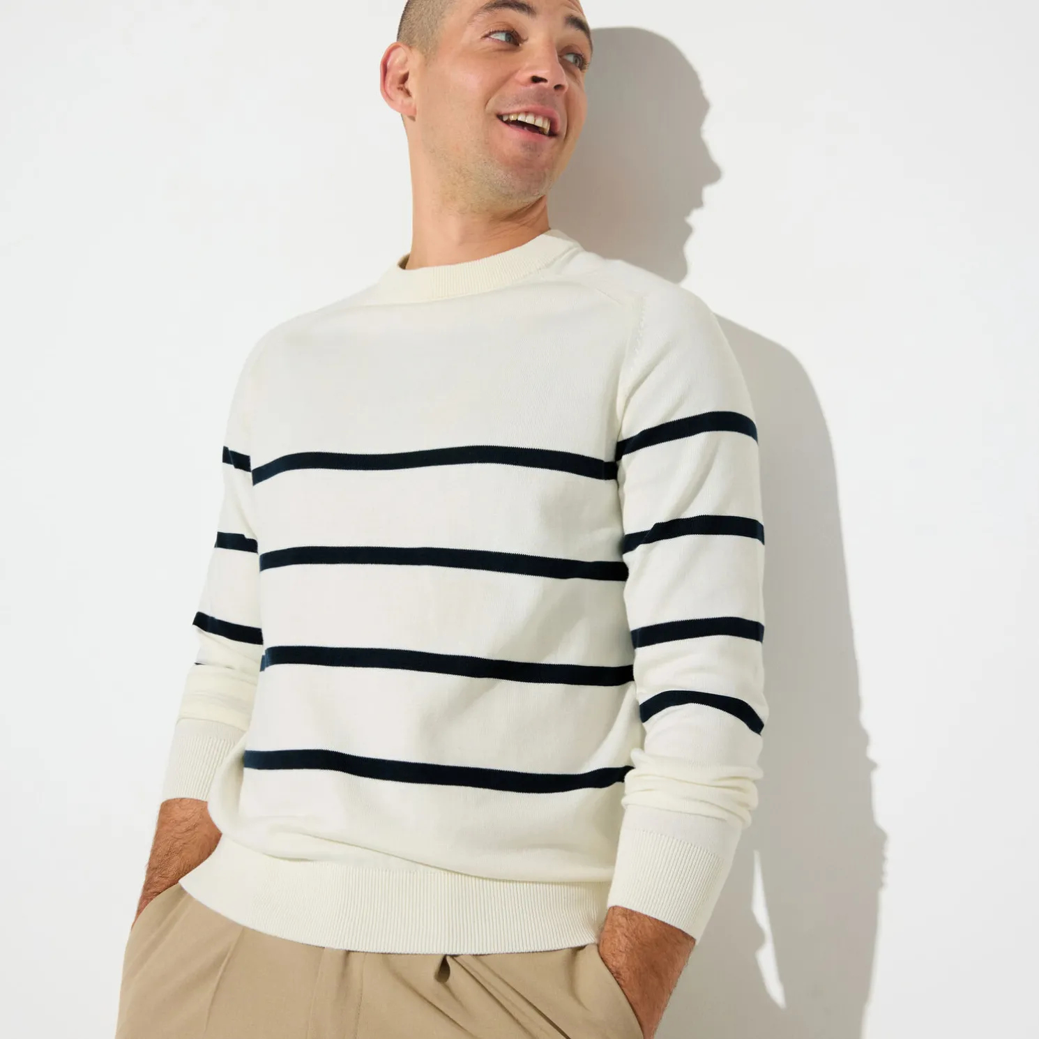 Gestreepte trui met ronde hals