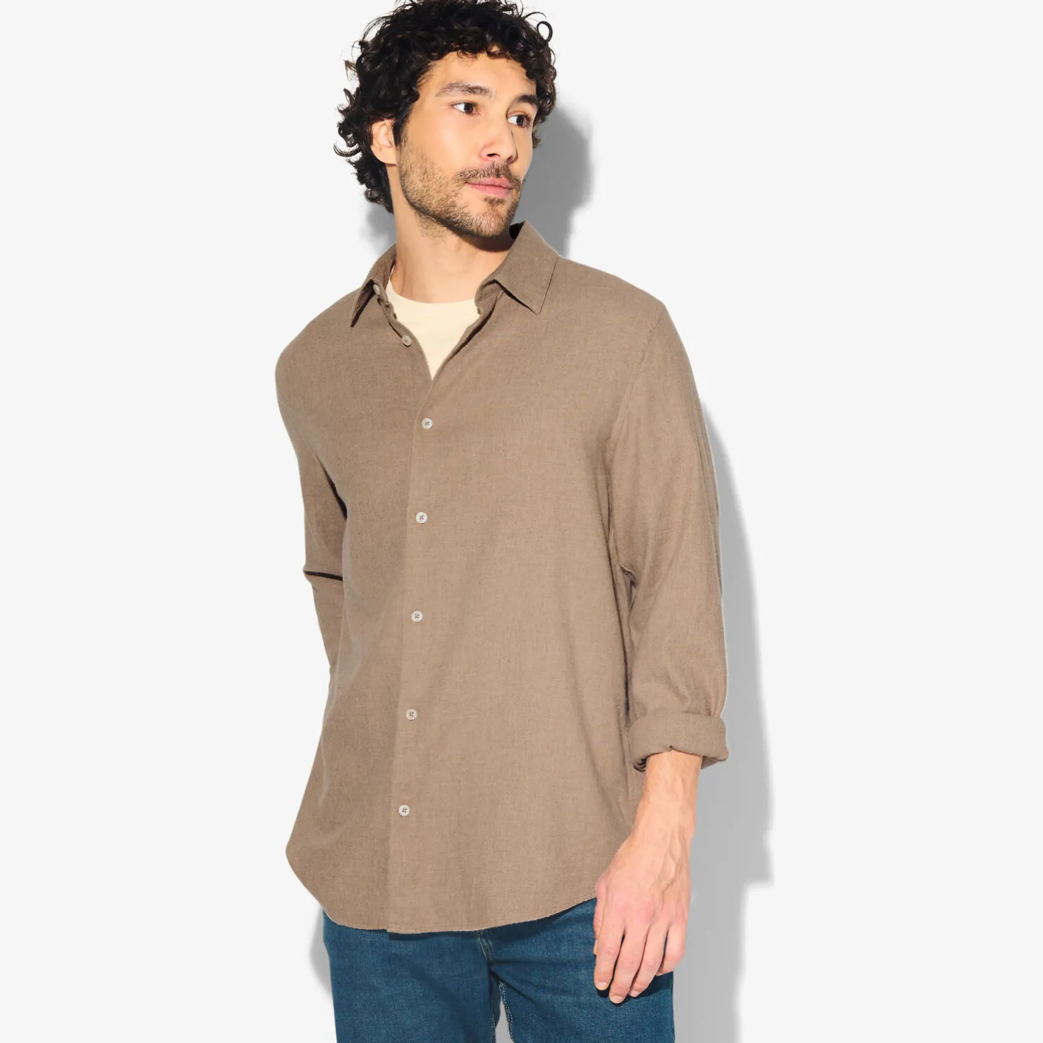 Hemd in flanelkatoen met klassieke kraag