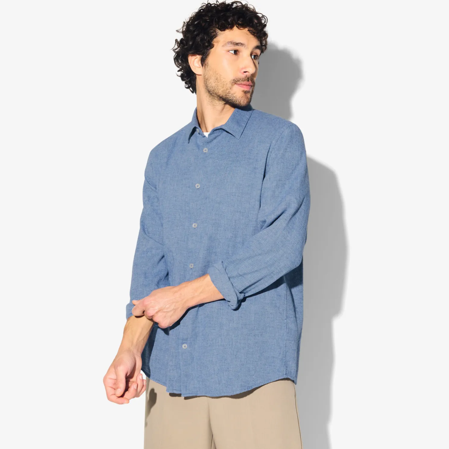 Hemd in flanelkatoen met klassieke kraag