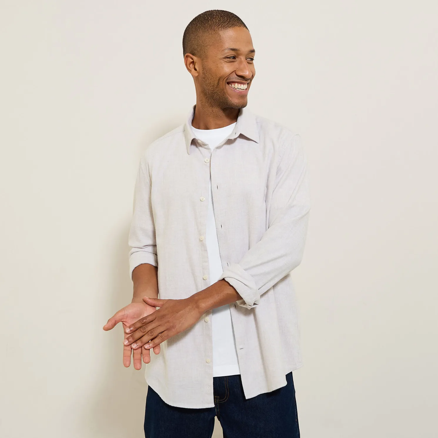 Hemd in flanelkatoen met klassieke kraag