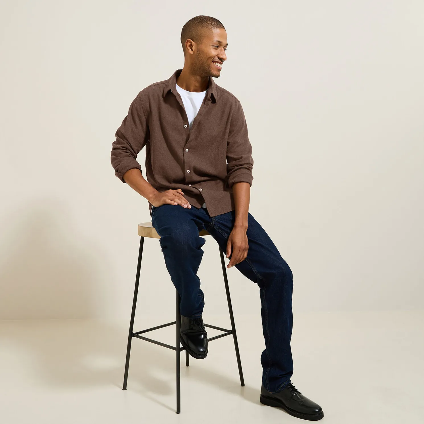 Hemd in flanelkatoen met klassieke kraag