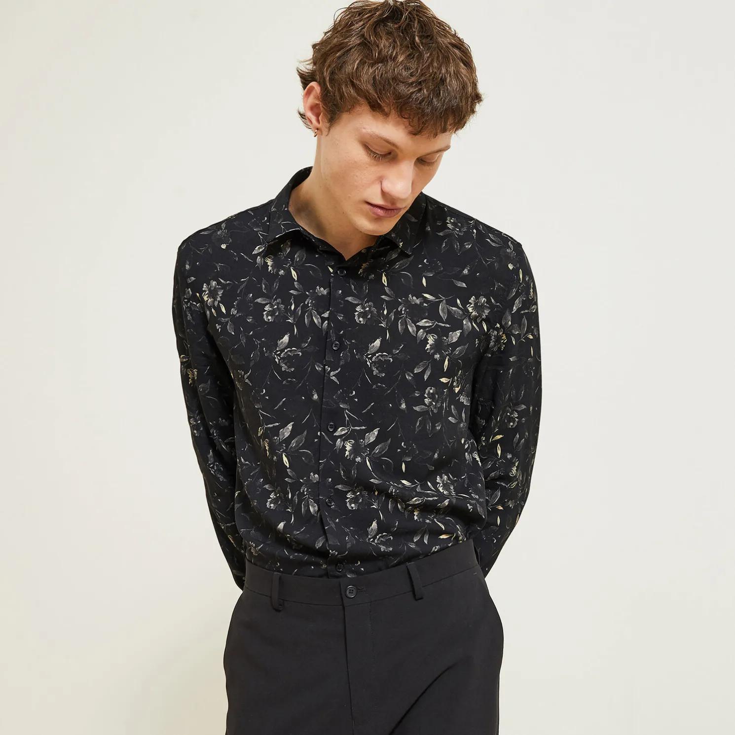 Hemd in viscose met bloemenprint