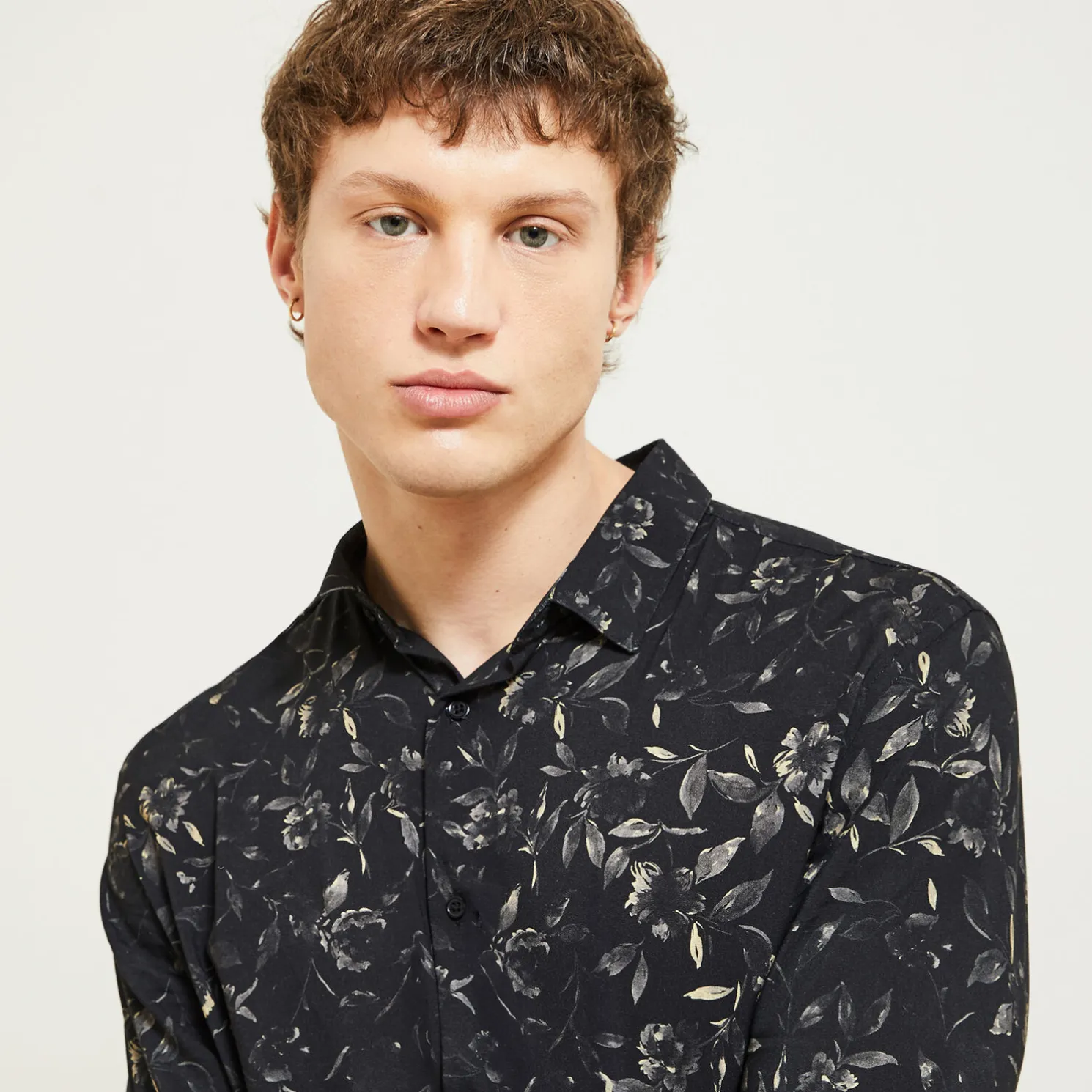 Hemd in viscose met bloemenprint