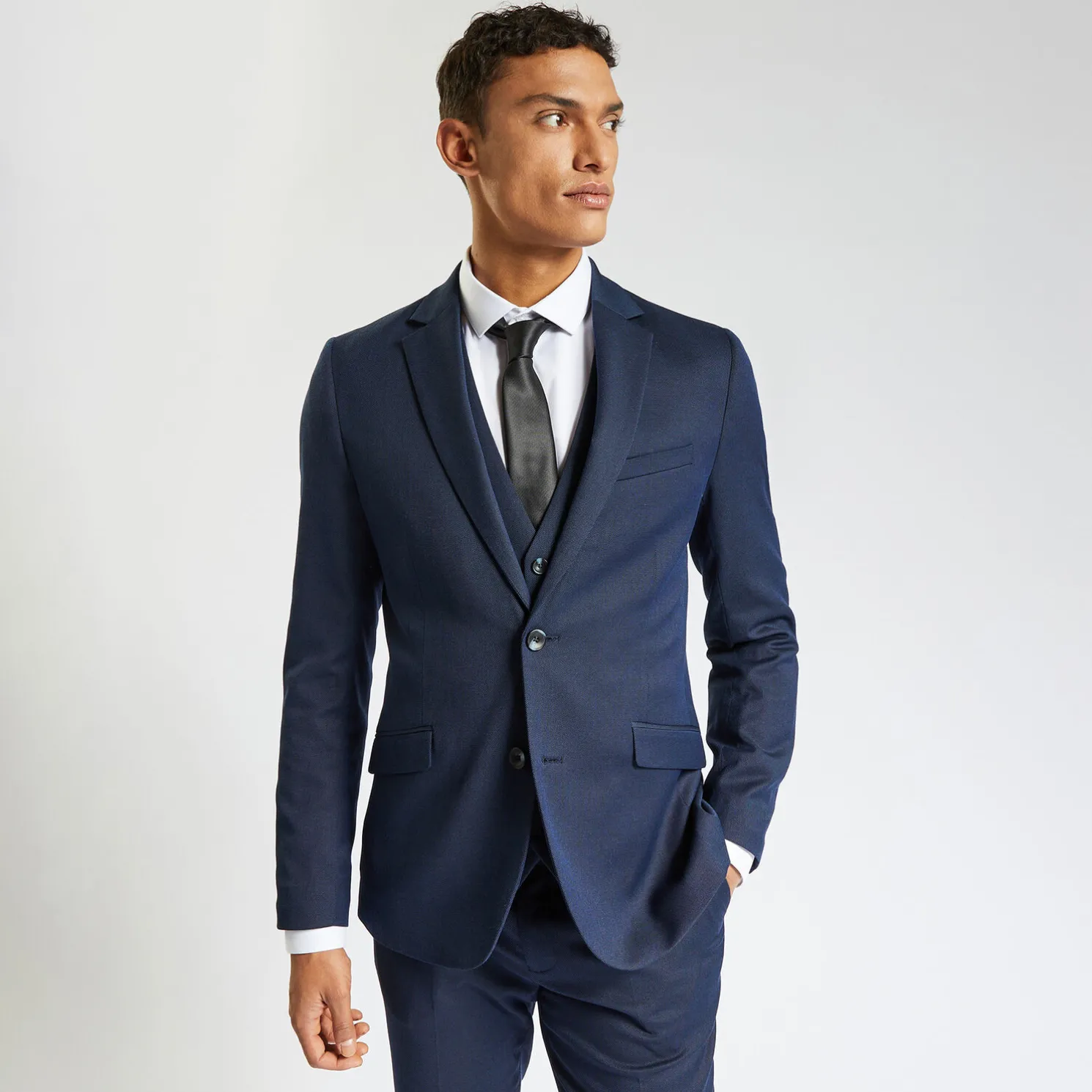 Het pakket slim kostuum tweekleurig - Blauw