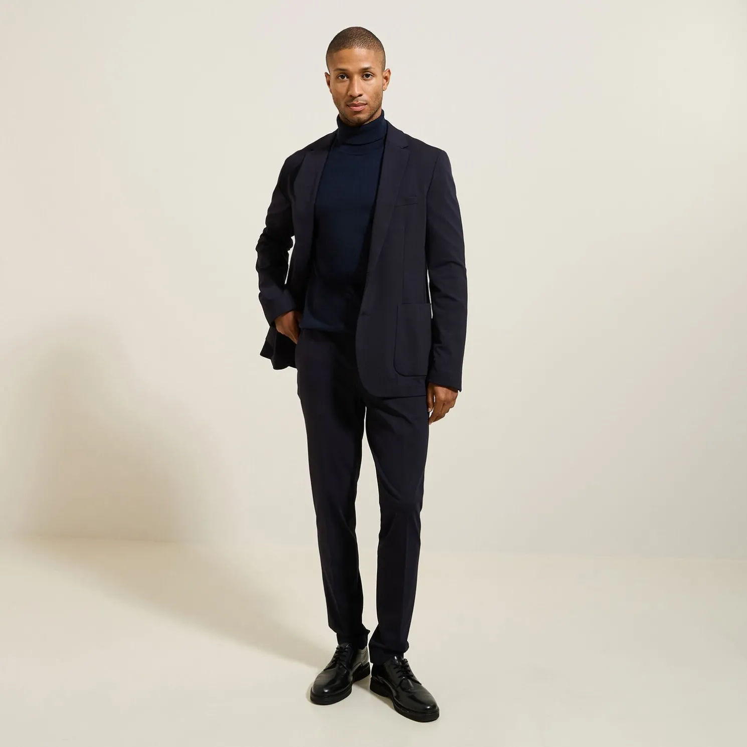 Het pakket slim kostuum in tricot - Blauw