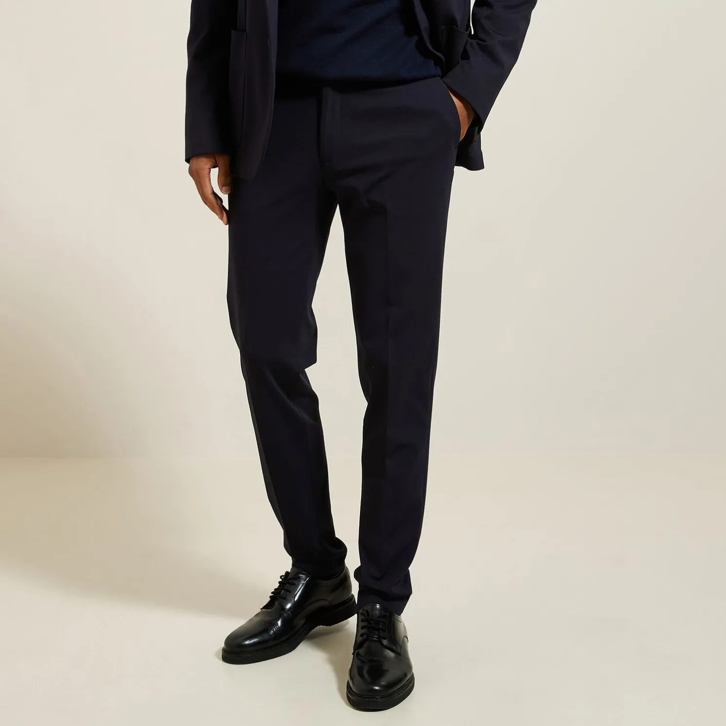 Het pakket slim kostuum in tricot - Blauw