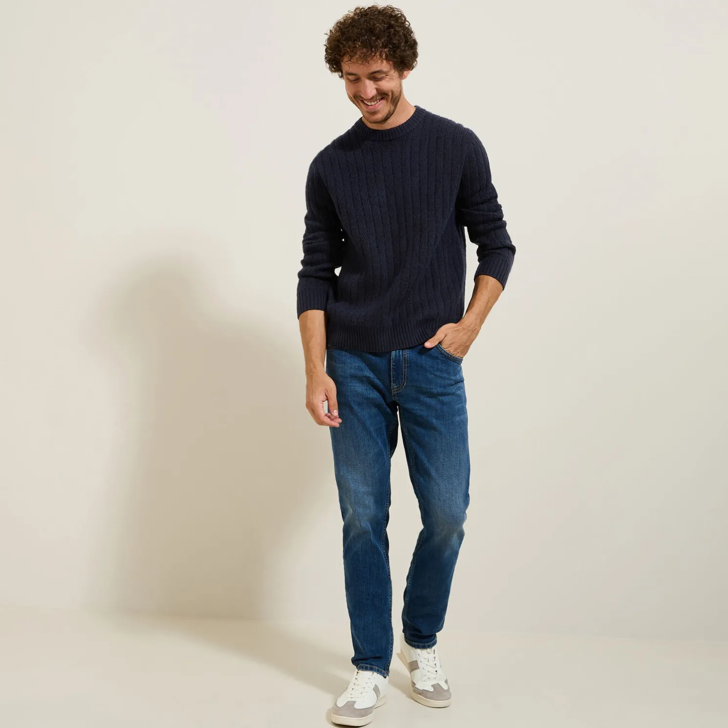 Kabeltrui met ronde hals