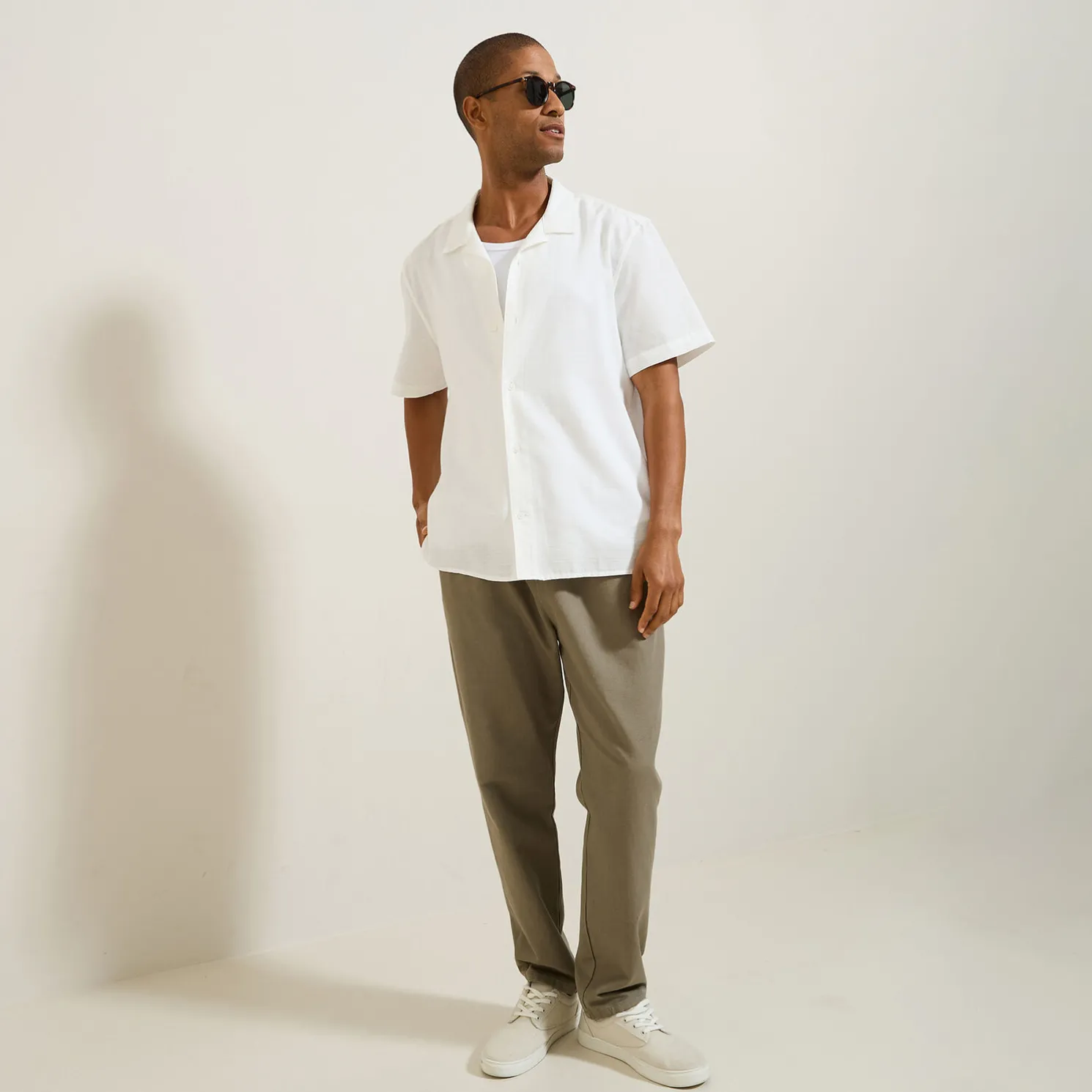 Katoenen hemdje in textuurstof