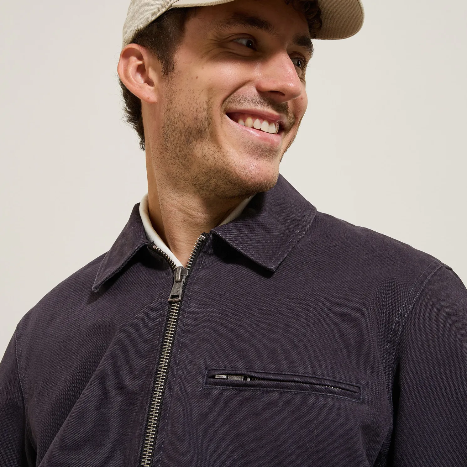 Katoenen jack met hemdskraag