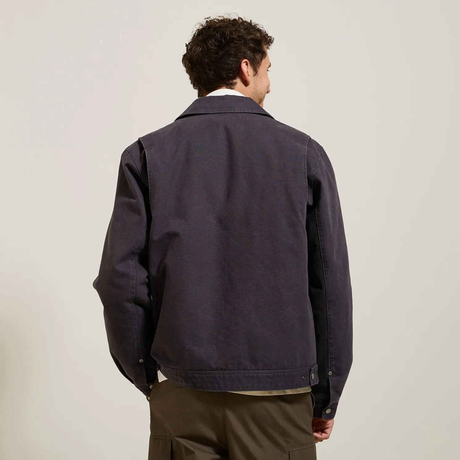 Katoenen jack met hemdskraag