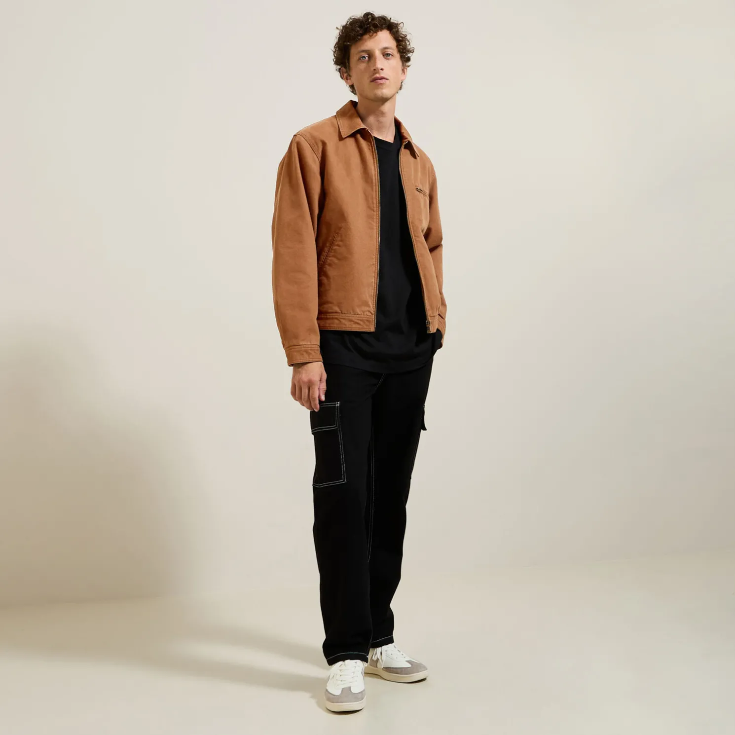 Katoenen jack met hemdskraag