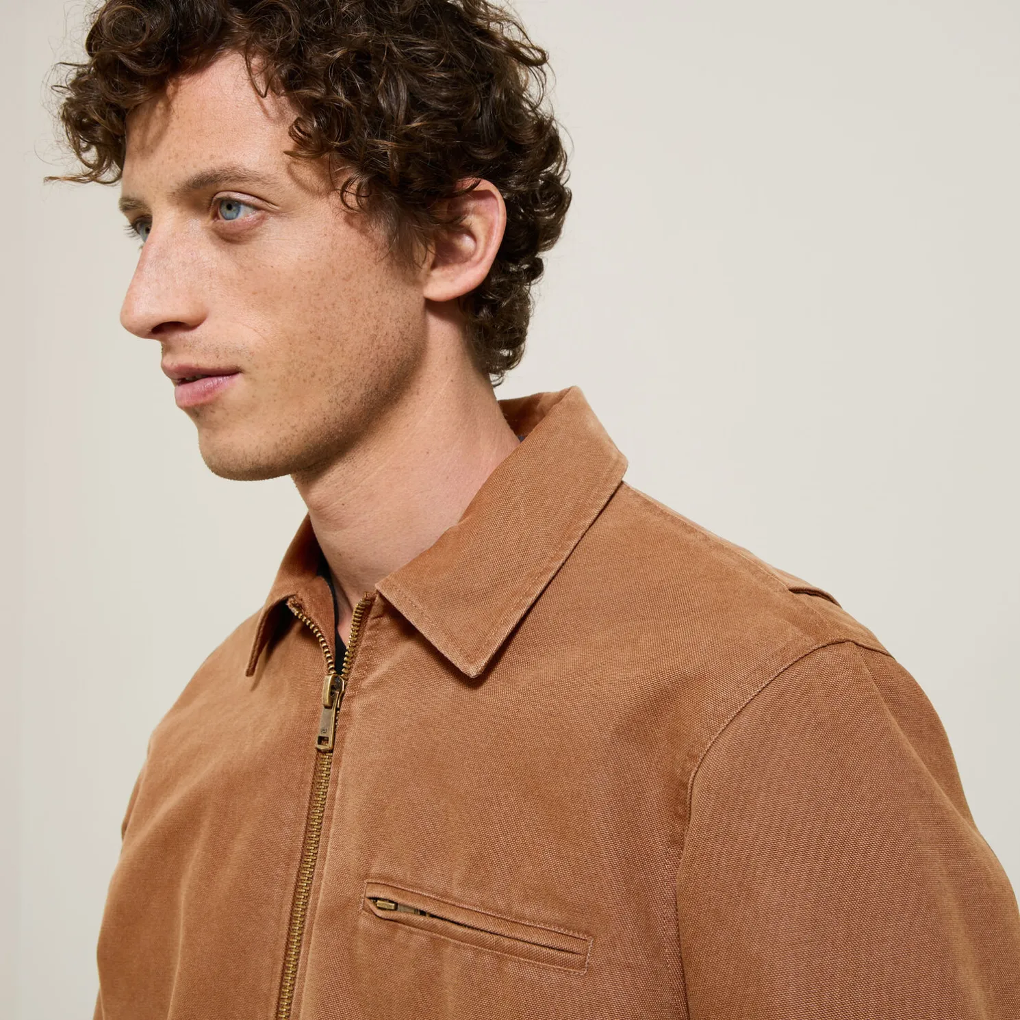 Katoenen jack met hemdskraag