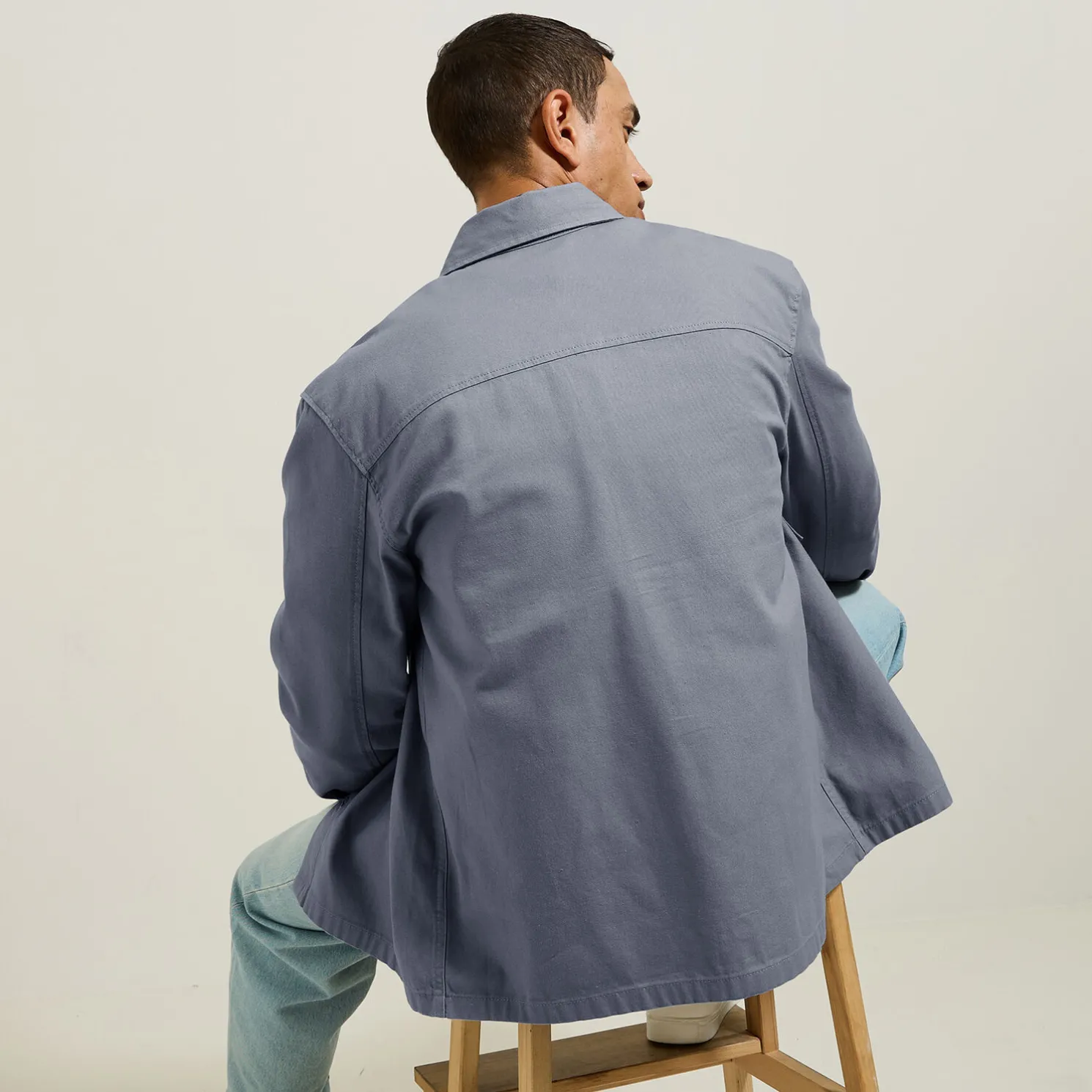 Katoenen overhemdjas met hemdskraag