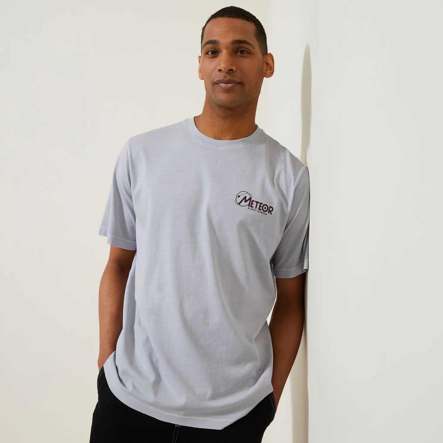 Katoenen T-shirt met ronde hals en print op de bor