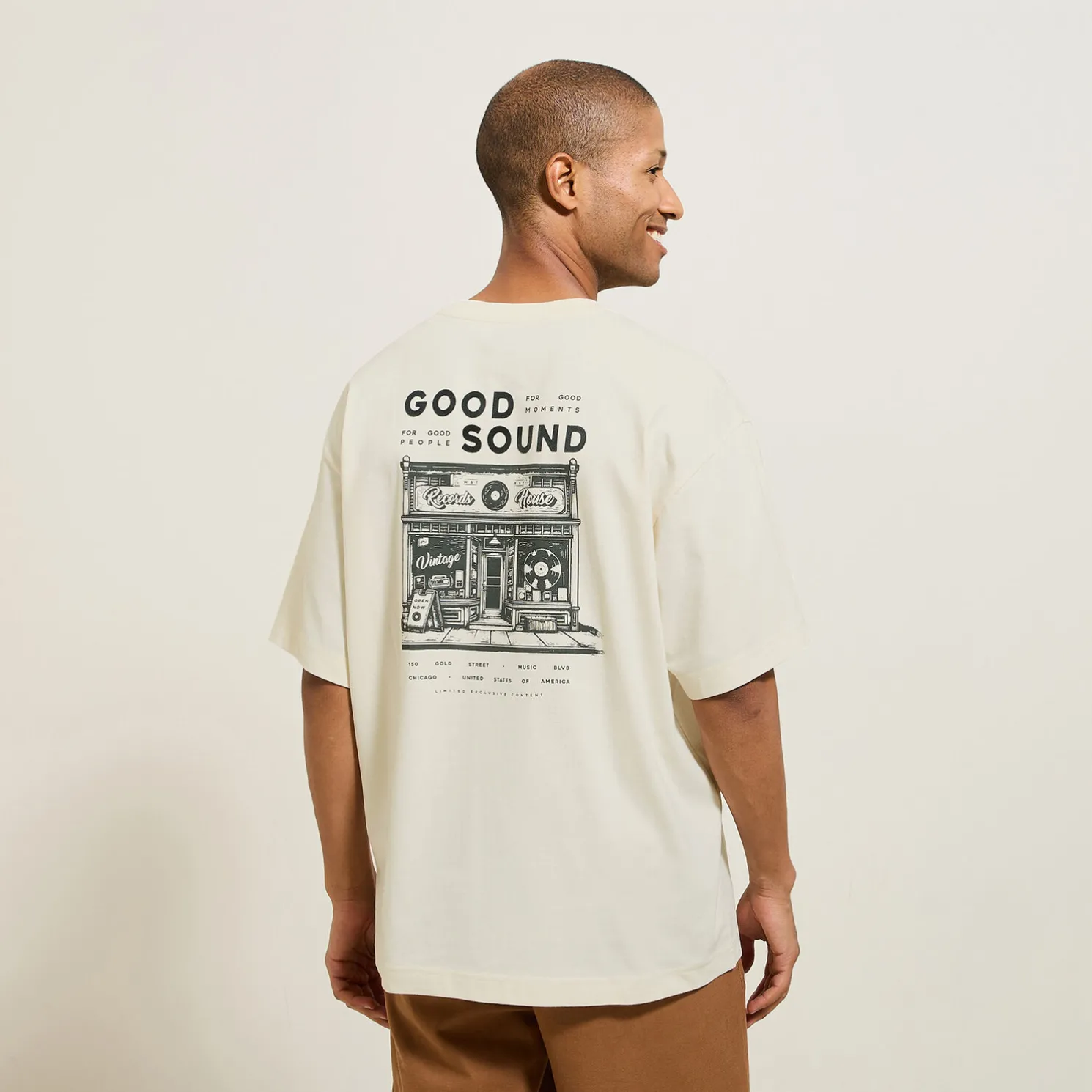 Katoenen T-shirt met ronde hals en print