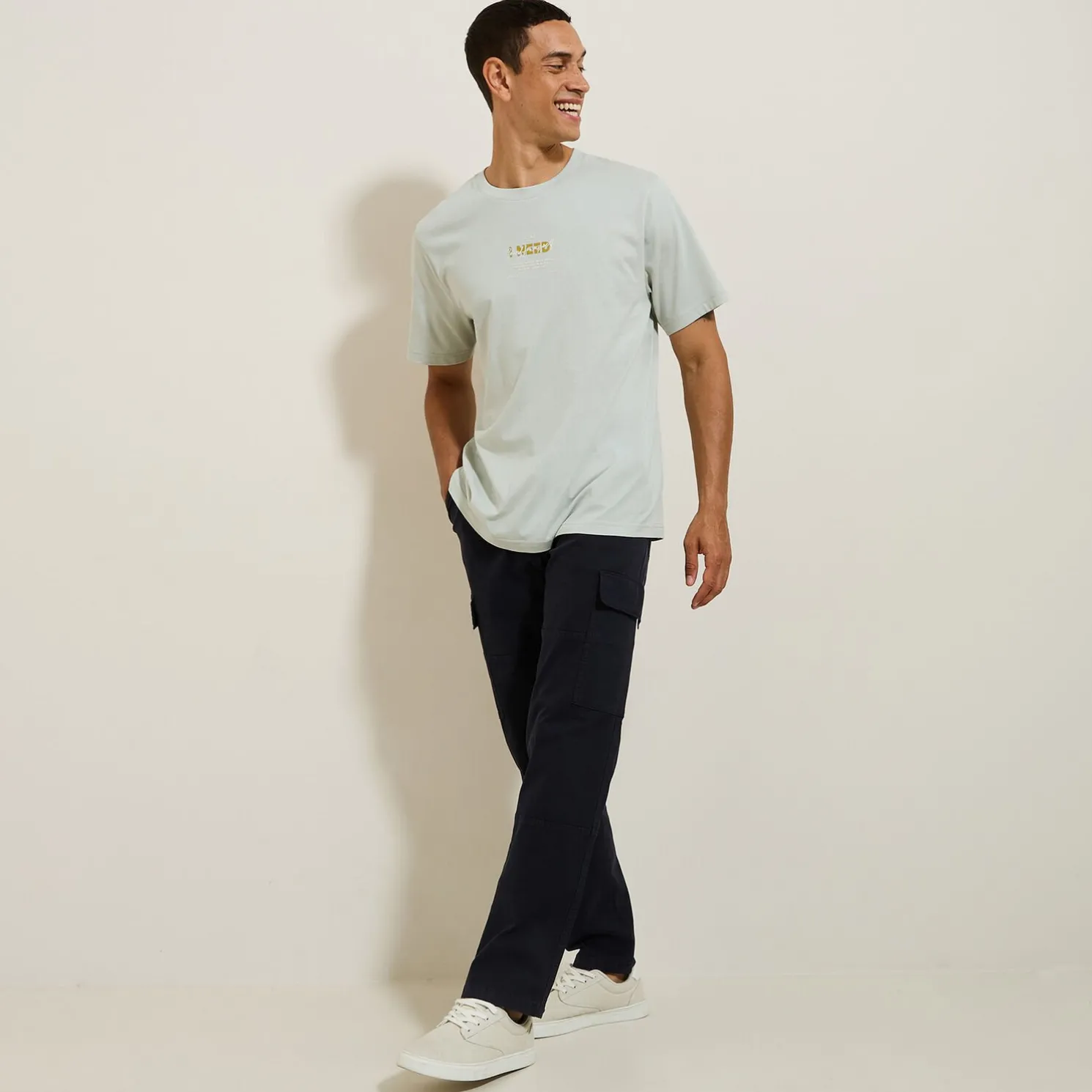 Katoenen T-shirt met ronde hals en print