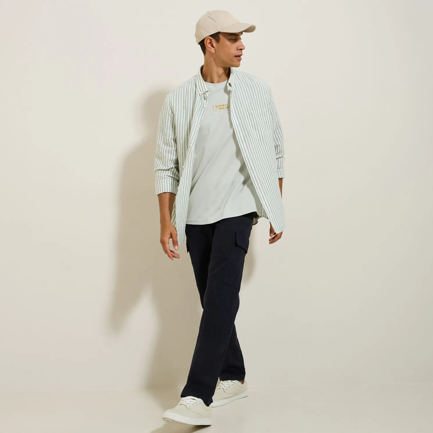 Katoenen T-shirt met ronde hals en print